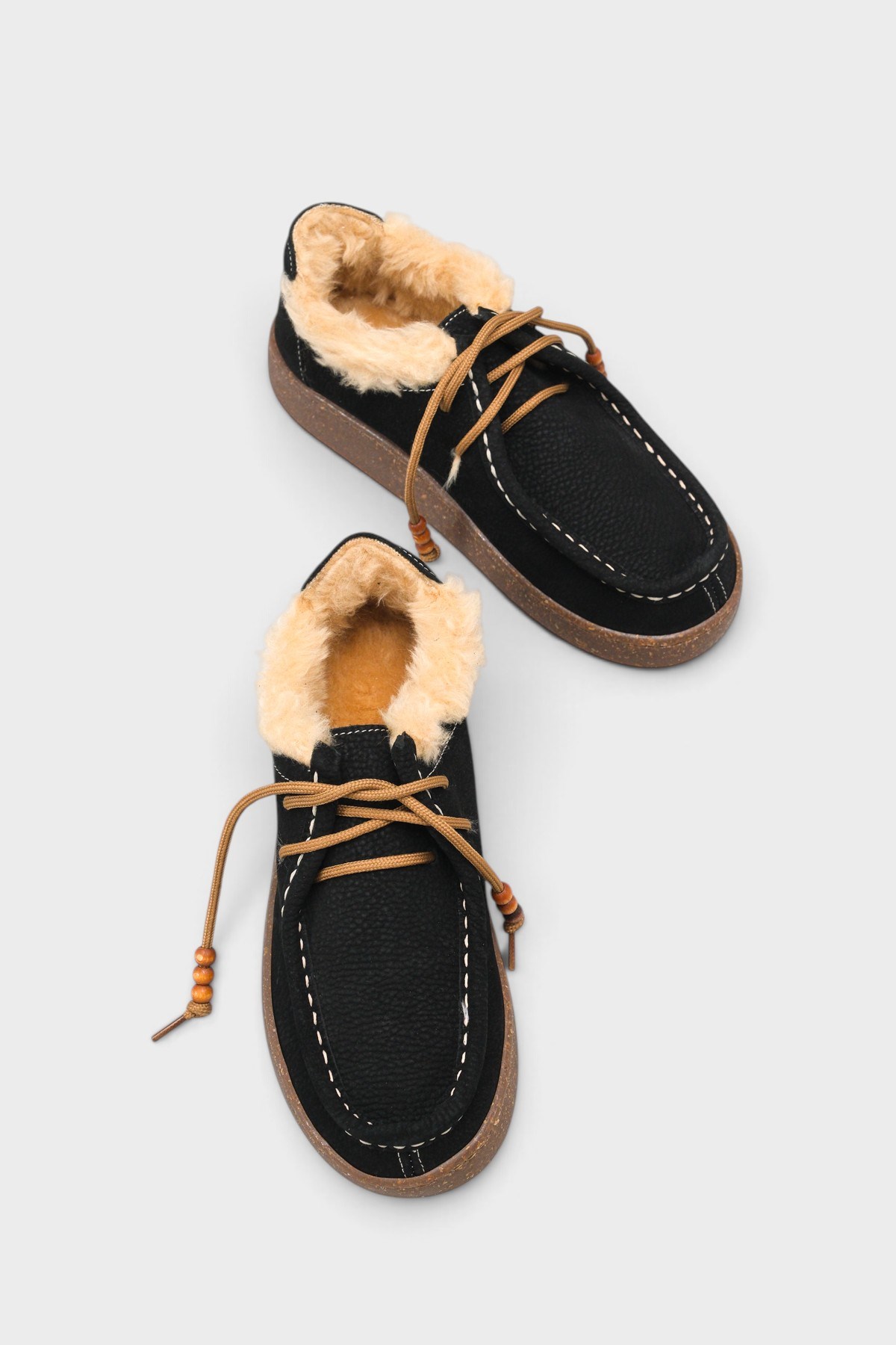Capone Daffi Genuine Nubuck Leather Comfort Wooden Accessory Women Nubuck Black Loafer