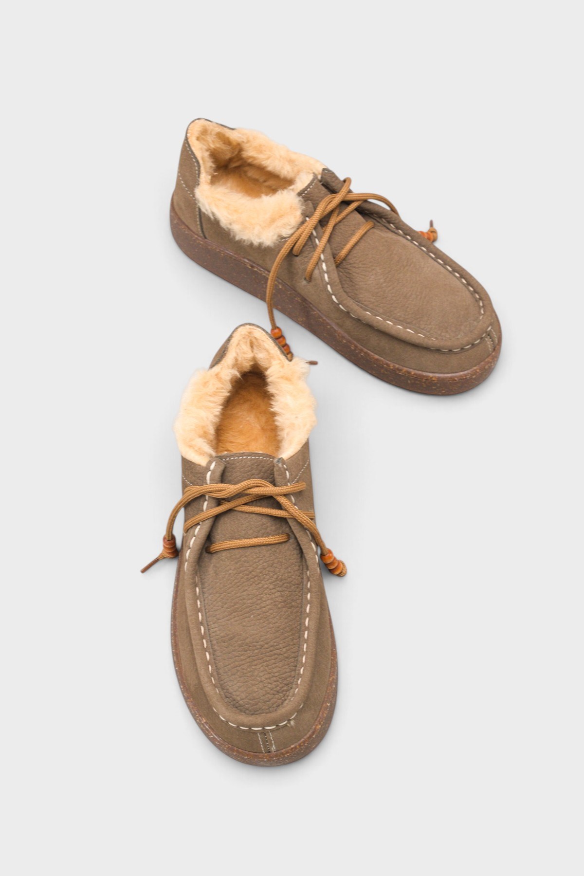 Capone Daffi Genuine Nubuck Leather Comfort Wooden Accessory Women Nubuck Mink Loafer