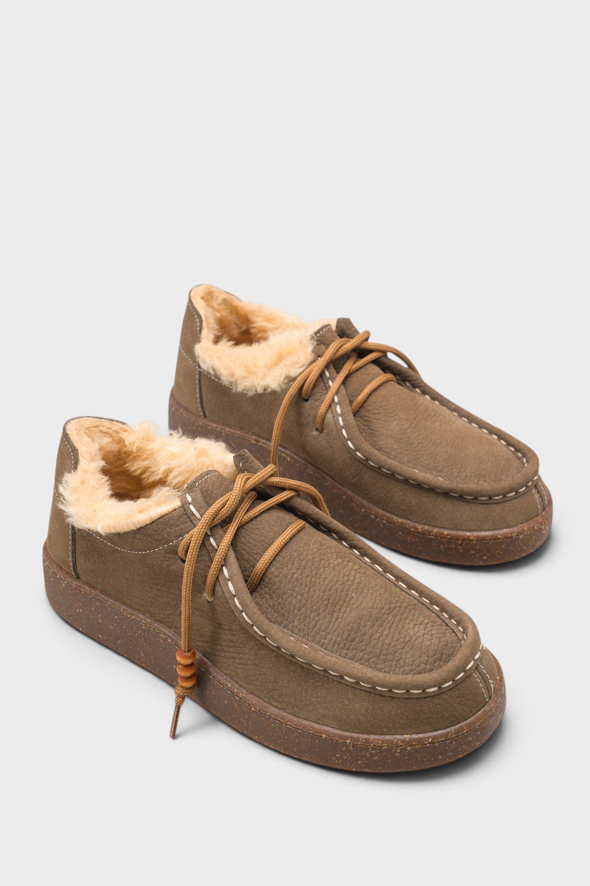 Capone Daffi Genuine Nubuck Leather Comfort Wooden Accessory Women Nubuck Mink Loafer