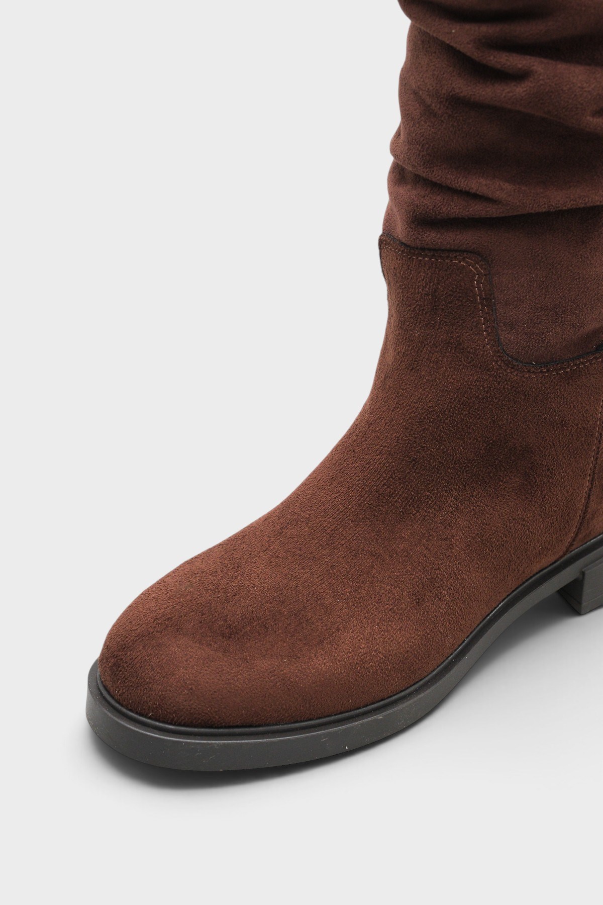 Capone Daniele Low Heel Ruched Suede Look Women Brown Boot