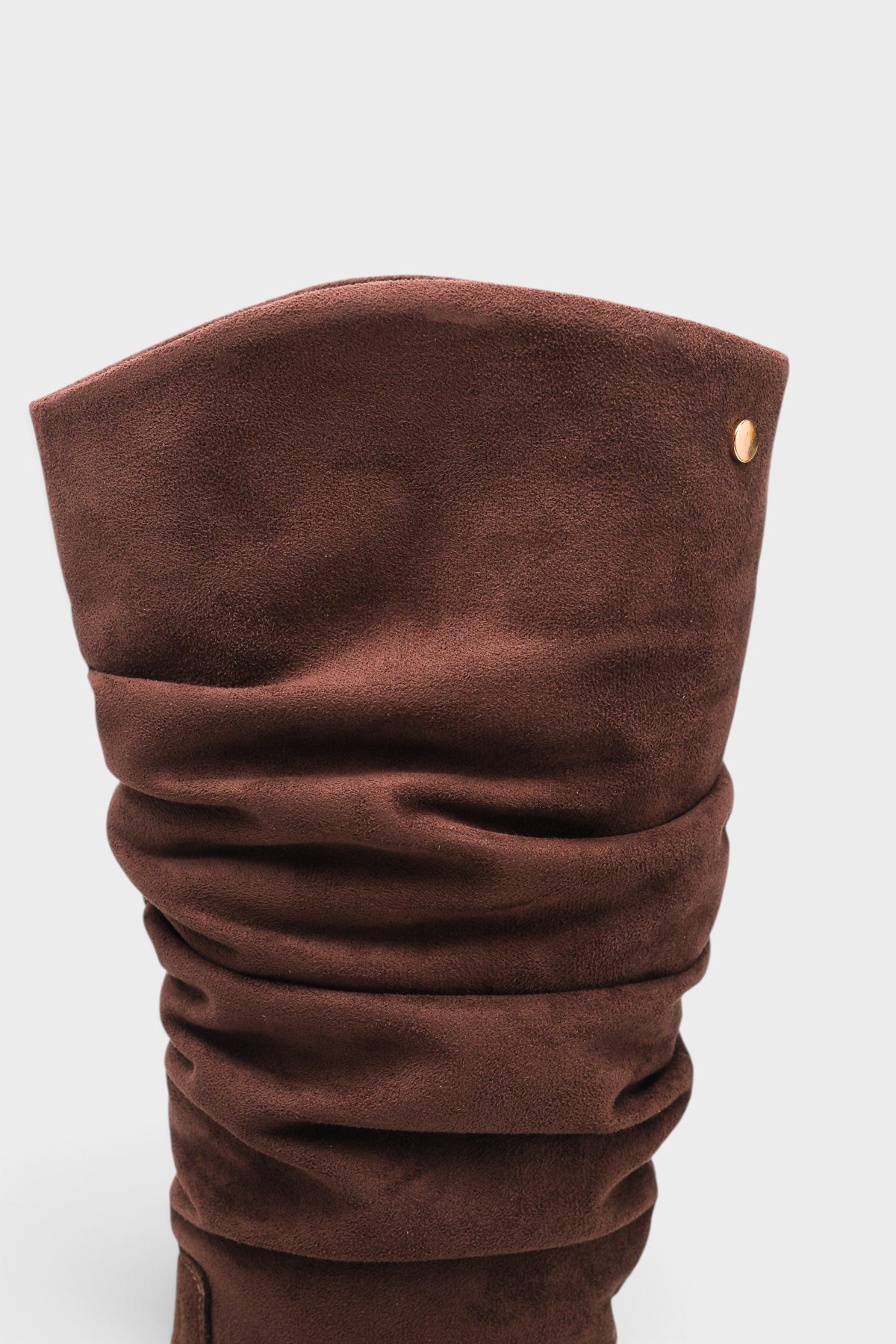 Capone Daniele Low Heel Ruched Suede Look Women Brown Boot