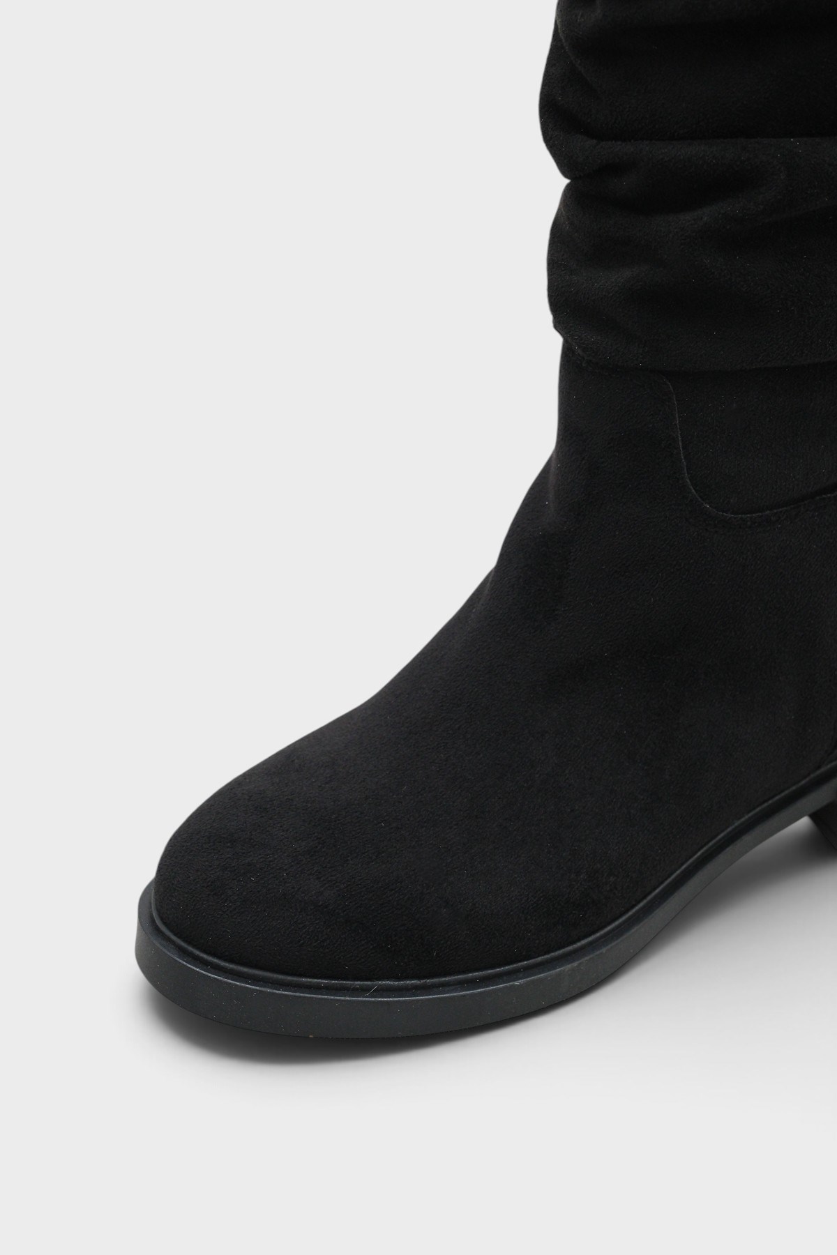 Capone Daniele Low Heel Ruched Suede Look Women Black Boot