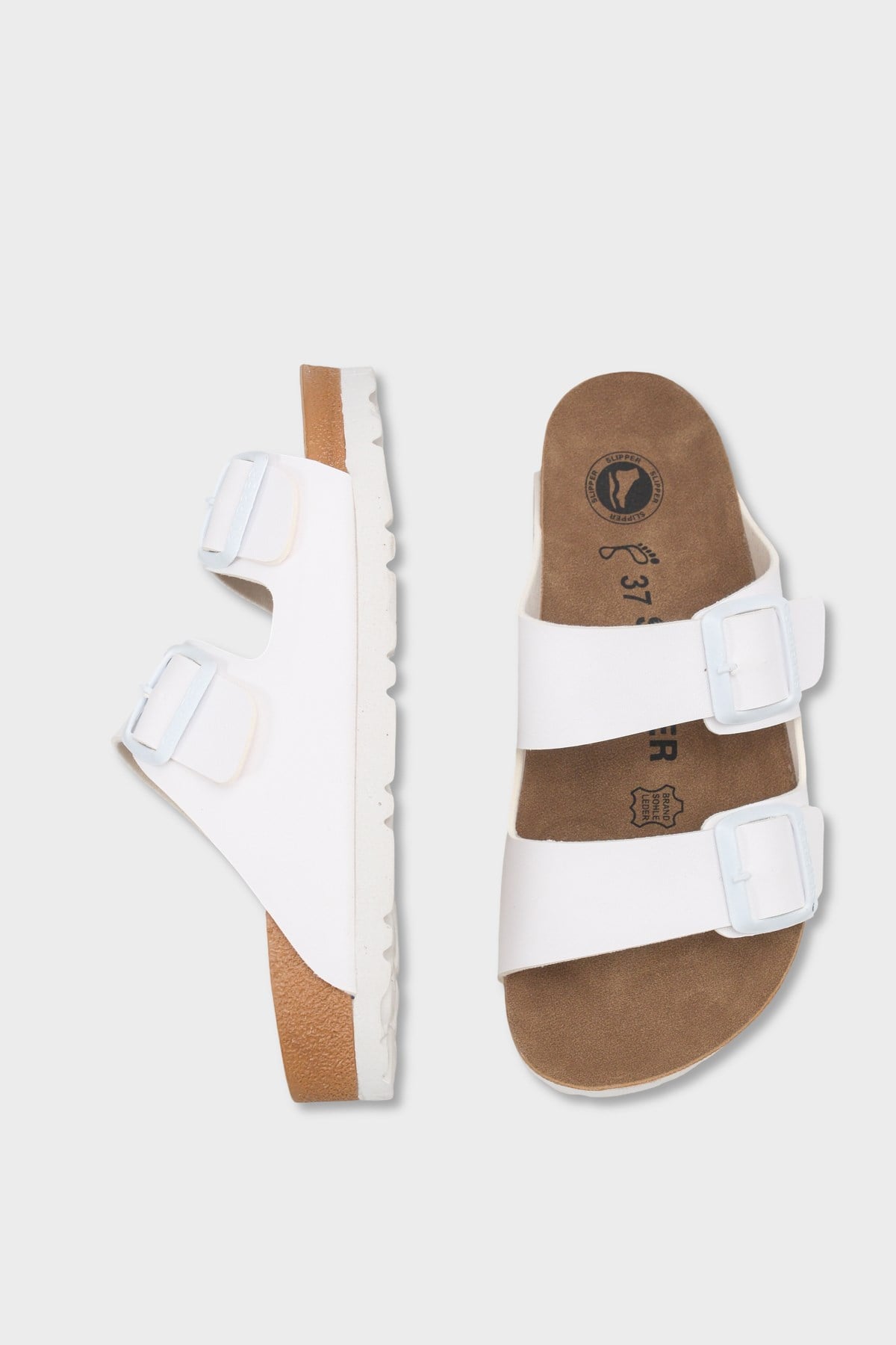 Capone Double Band Buckle Women White Sandal