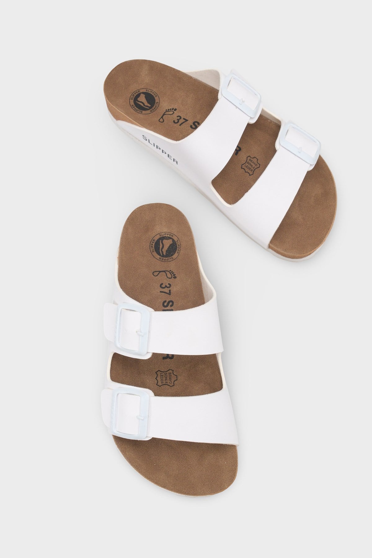 Capone Double Band Buckle Women White Sandal