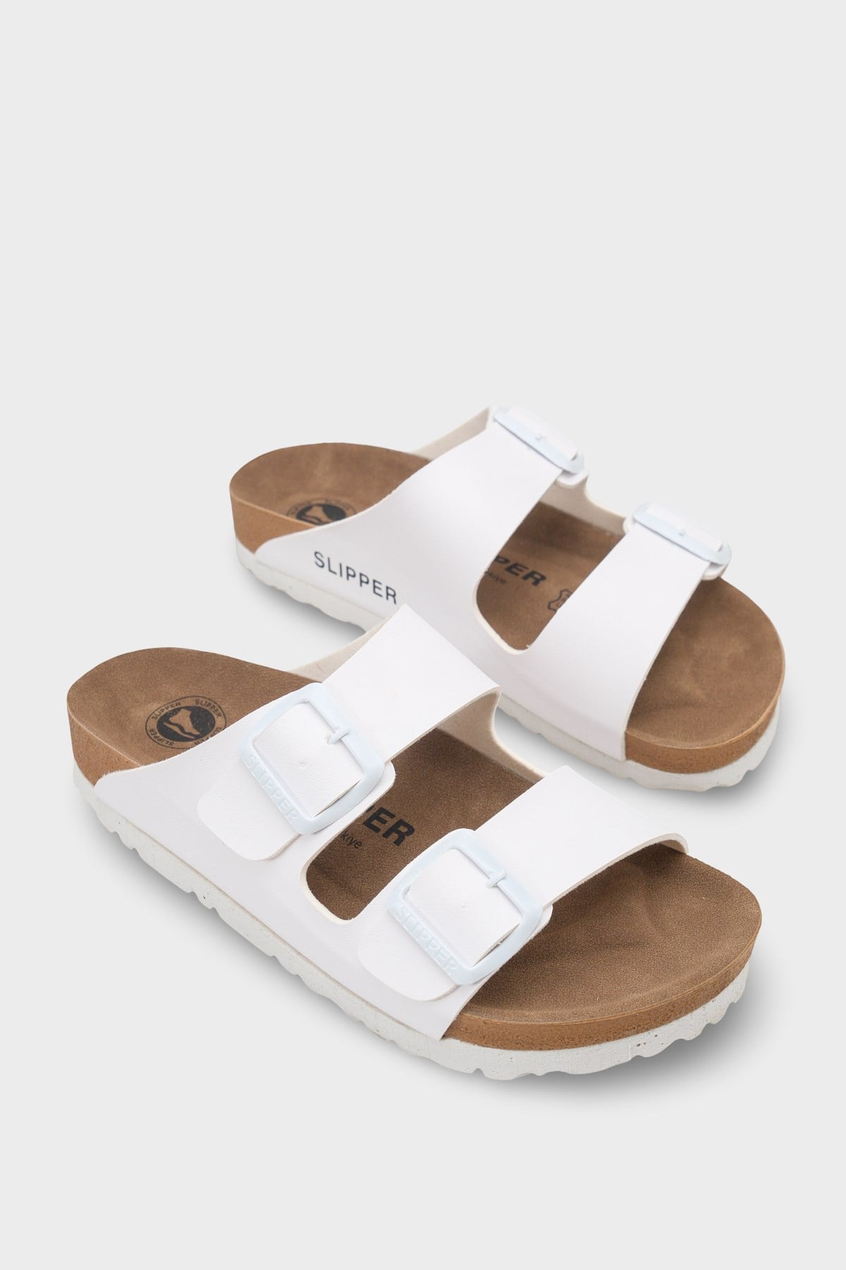 Capone Double Band Buckle Women White Sandal