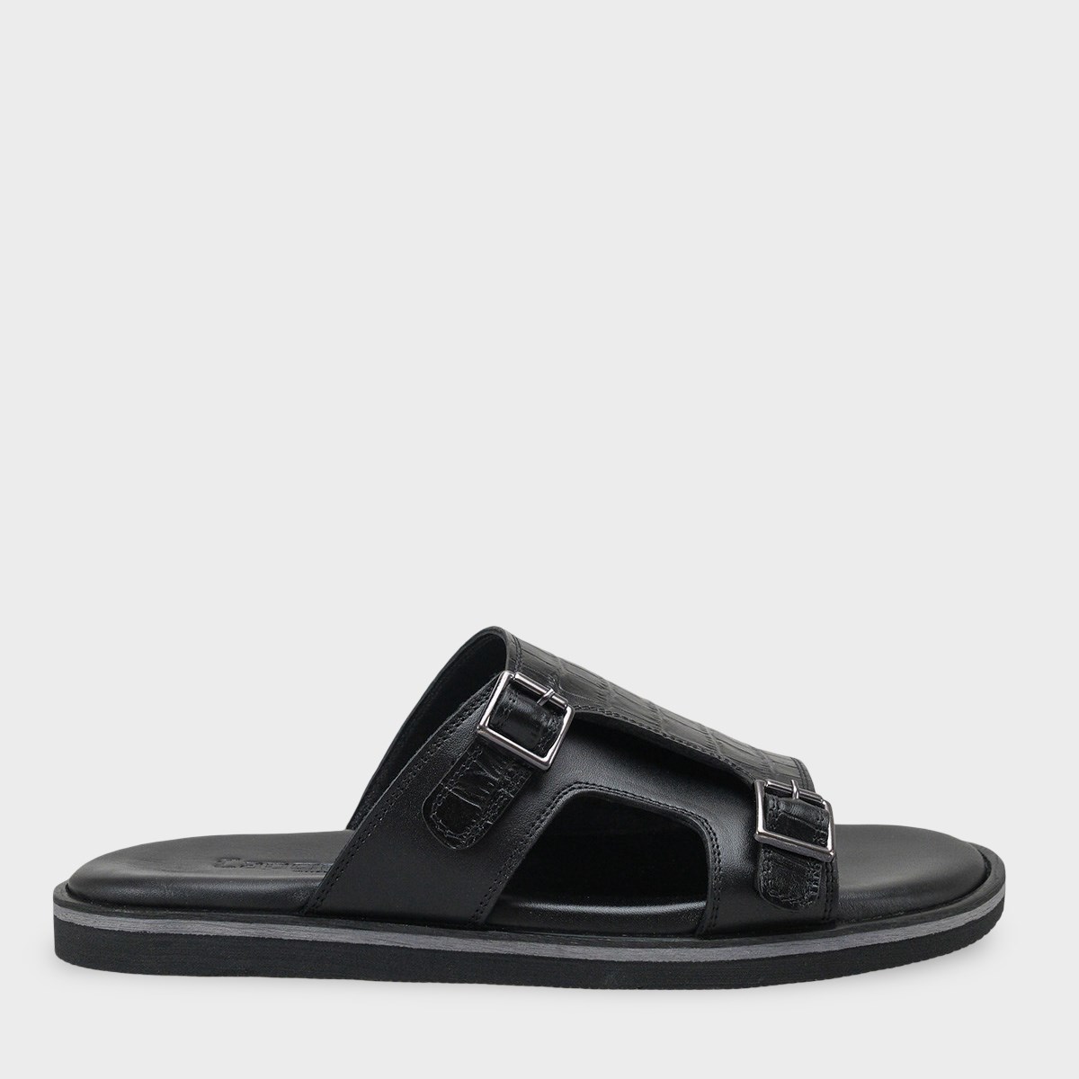 Capone Double Buckle Croc Pattern Men Sandal