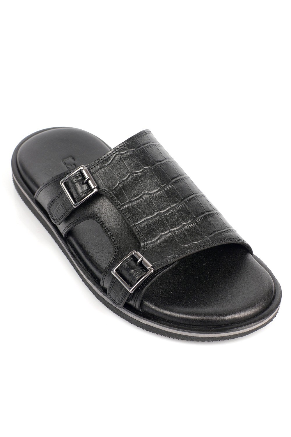 Capone Double Buckle Croc Pattern Men Sandal