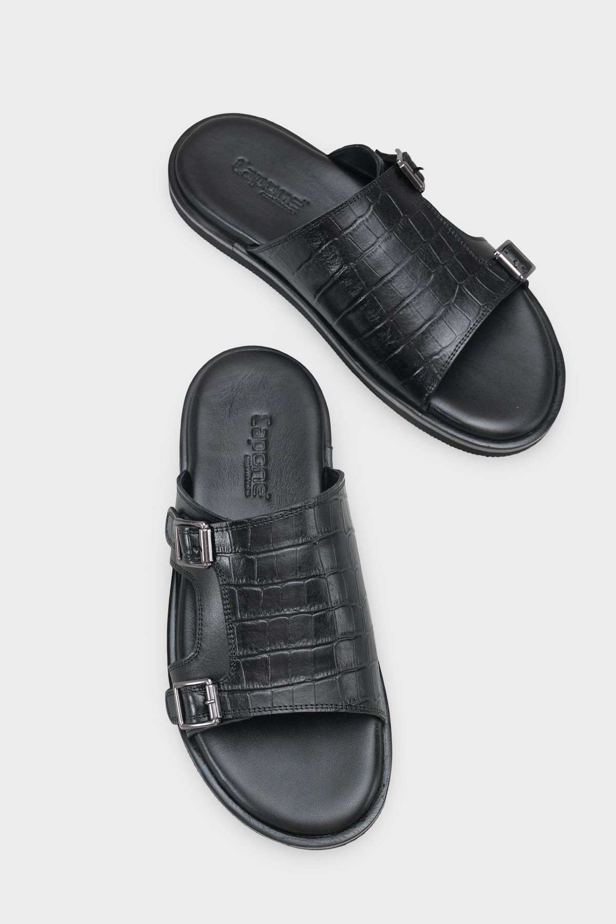 Capone Double Buckle Croc Pattern Men Sandal