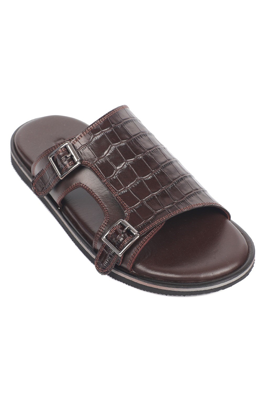 Capone Double Buckle Croc Pattern Men Sandal