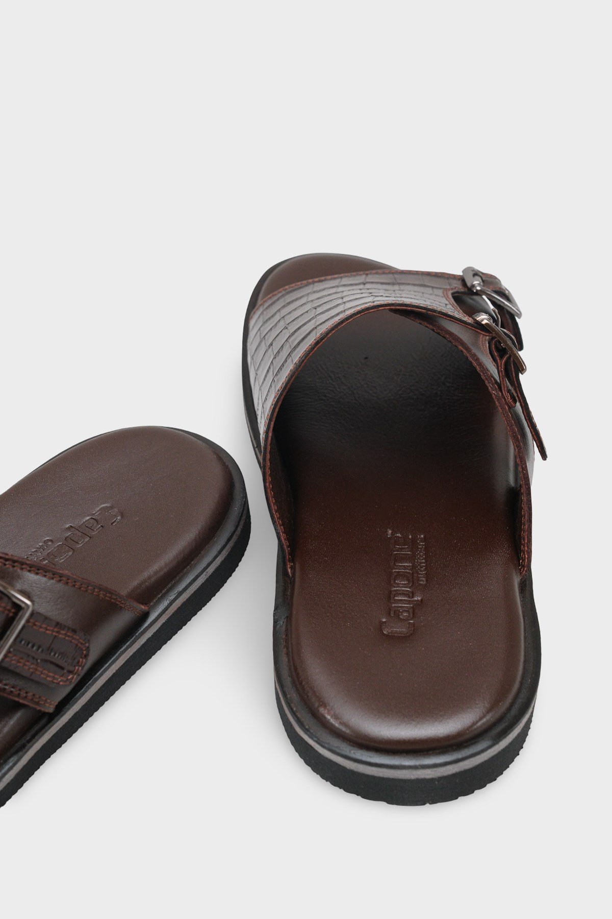 Capone Double Buckle Croc Pattern Men Sandal