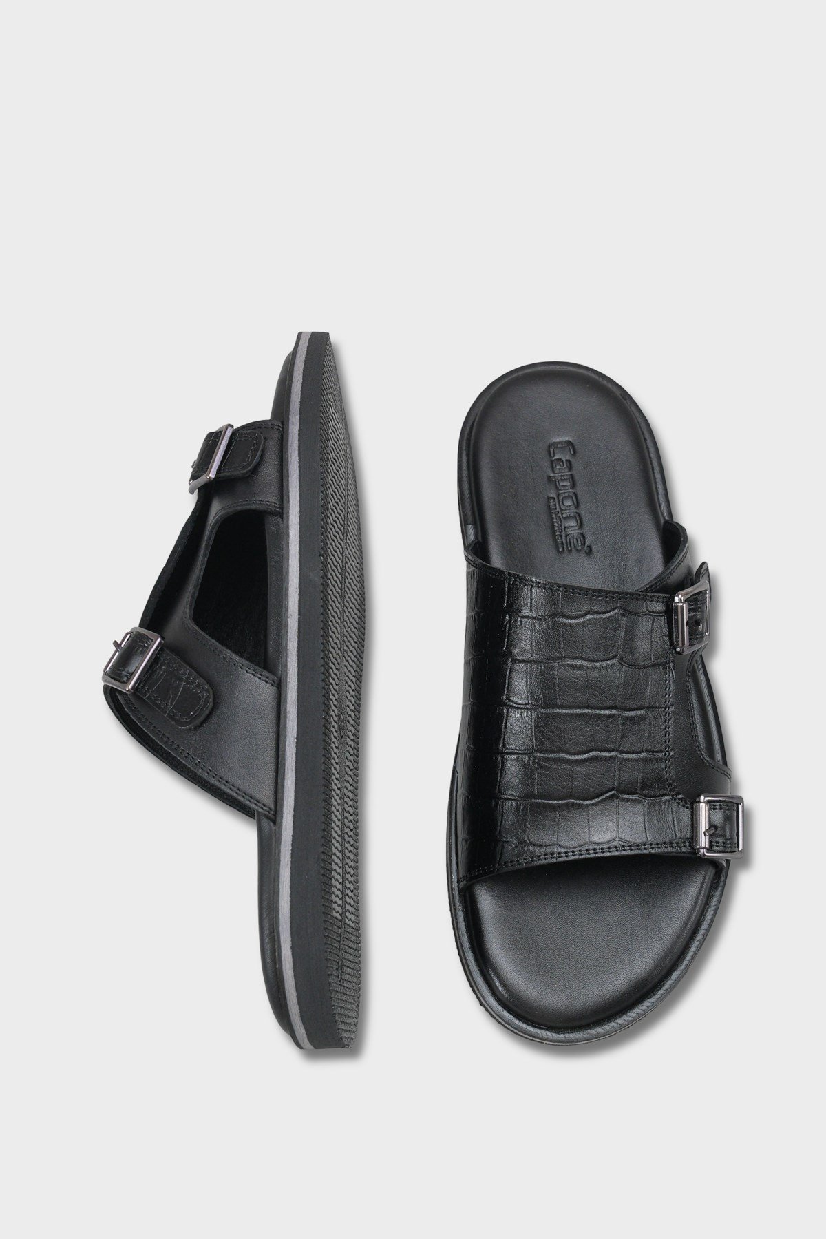 Capone Double Buckle Croc Pattern Men Sandal