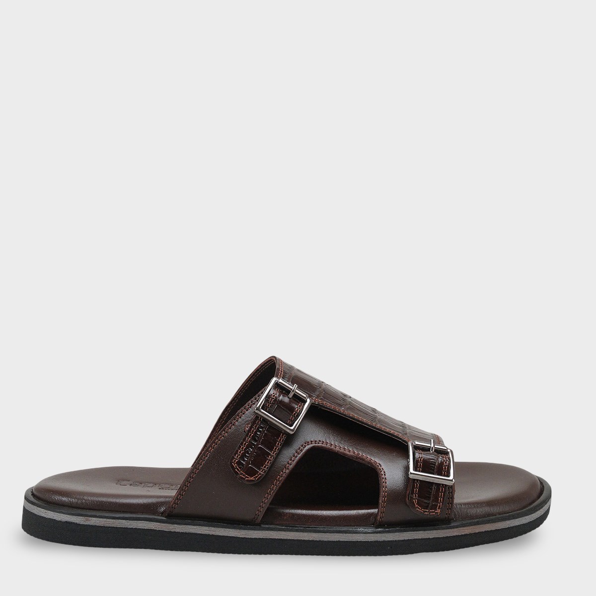 Capone Double Buckle Croc Pattern Men Sandal