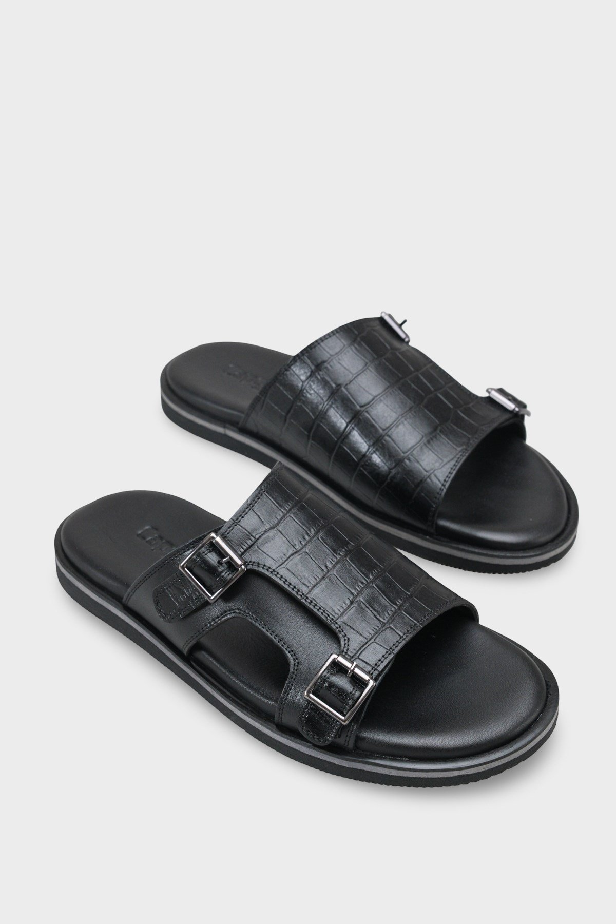 Capone Double Buckle Croc Pattern Men Sandal
