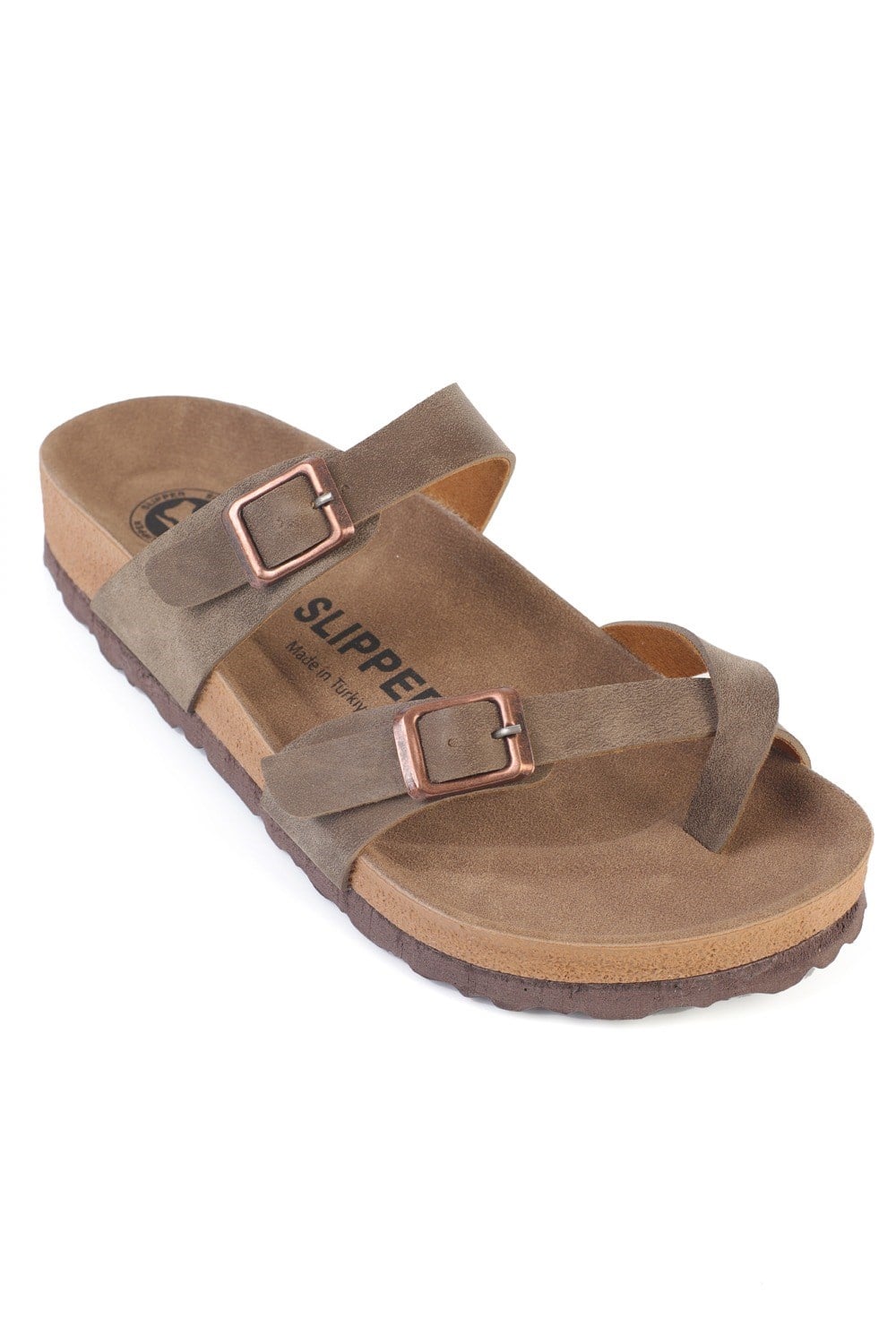 Capone Double Buckle Thong Flat Heel Women  Sandal