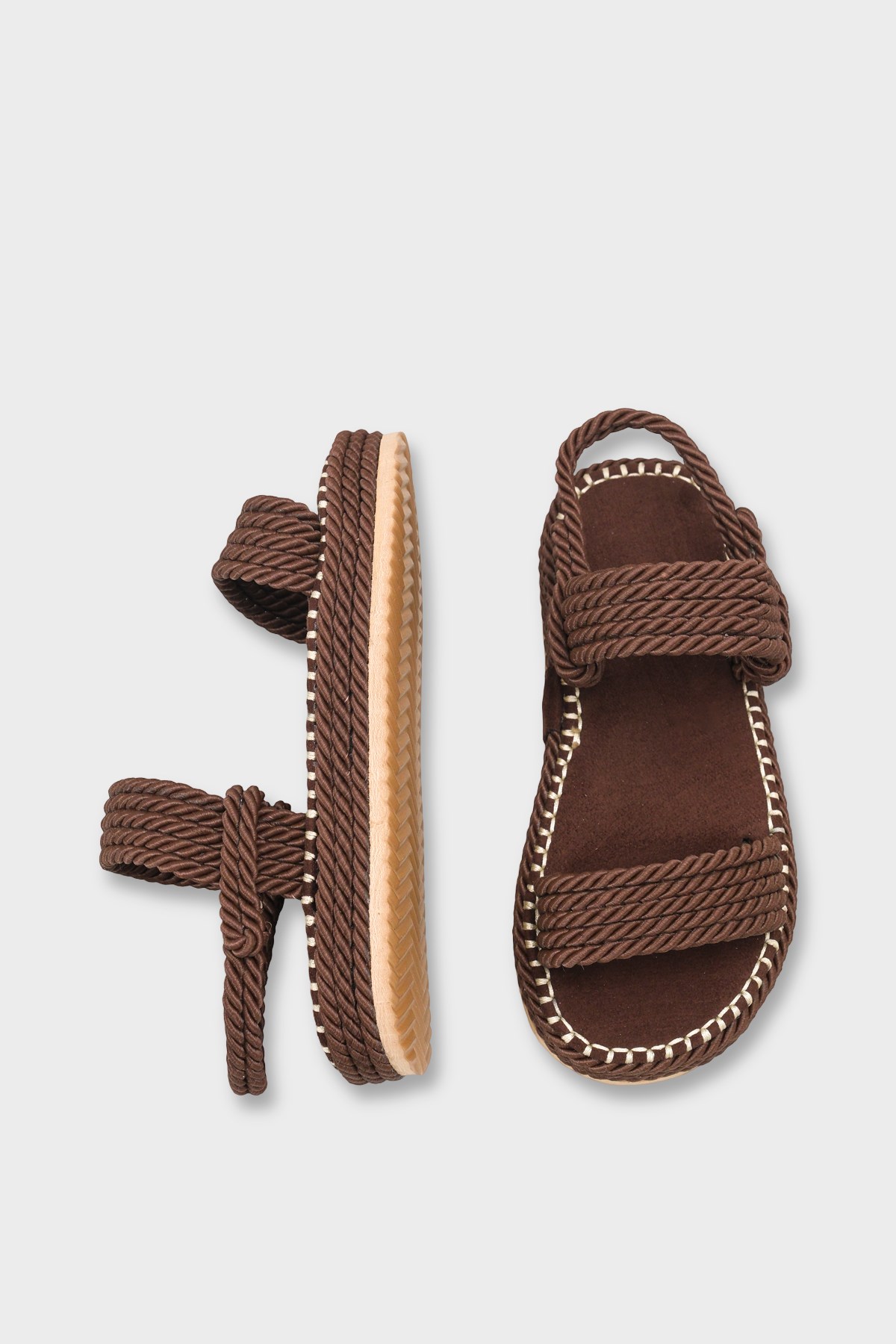 Capone Eileen Wedge Heel Corded Women Brown Slippers