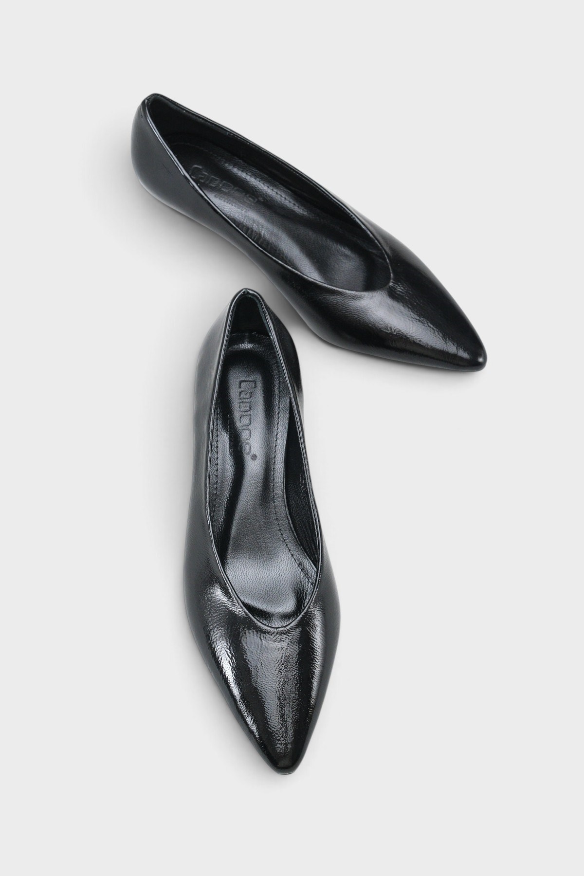 Capone Elwina Genuine Leather Pointed Toe Low Heel Women Black Stiletto