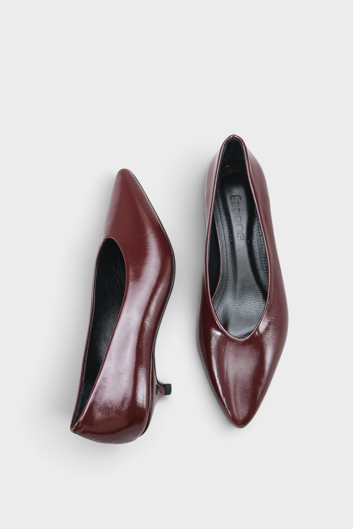 Capone Elwina Genuine Leather Pointed Toe Low Heel Women Burgundy Stiletto