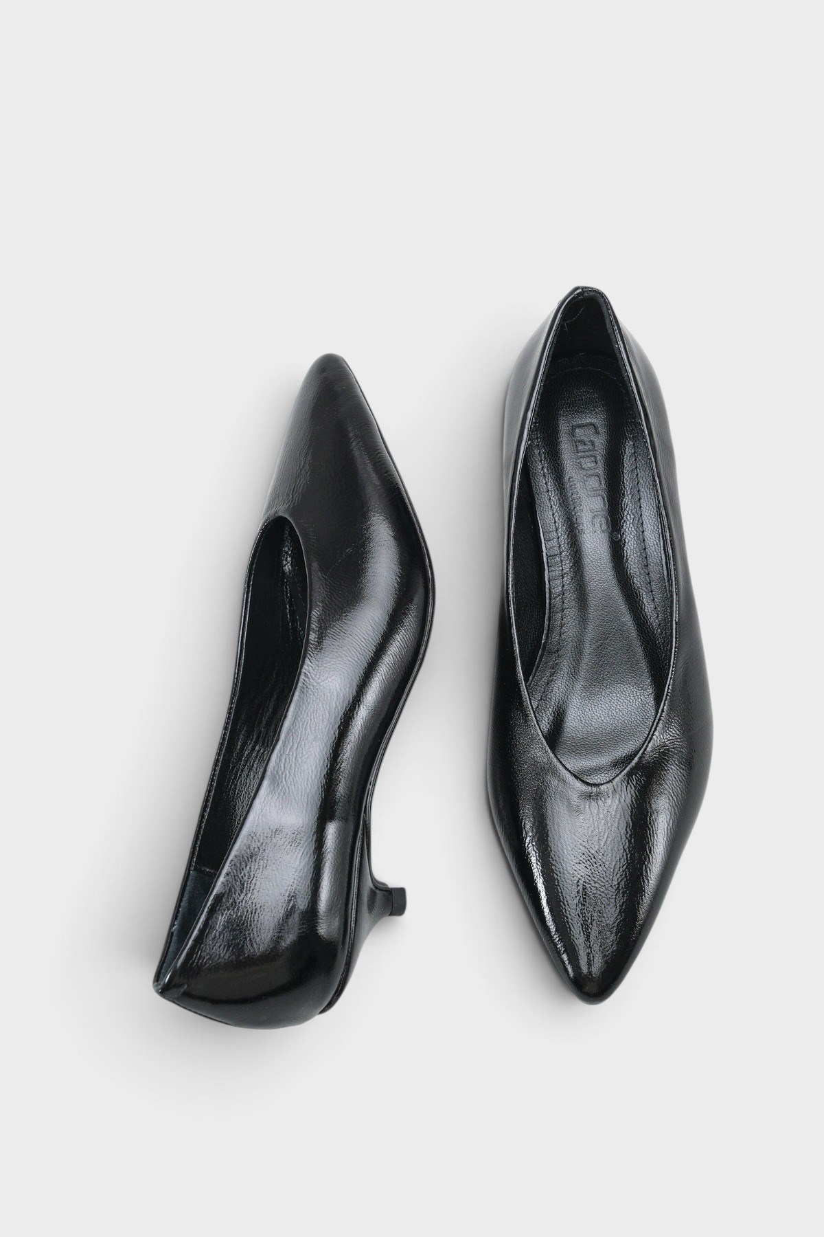 Capone Elwina Genuine Leather Pointed Toe Low Heel Women Black Stiletto