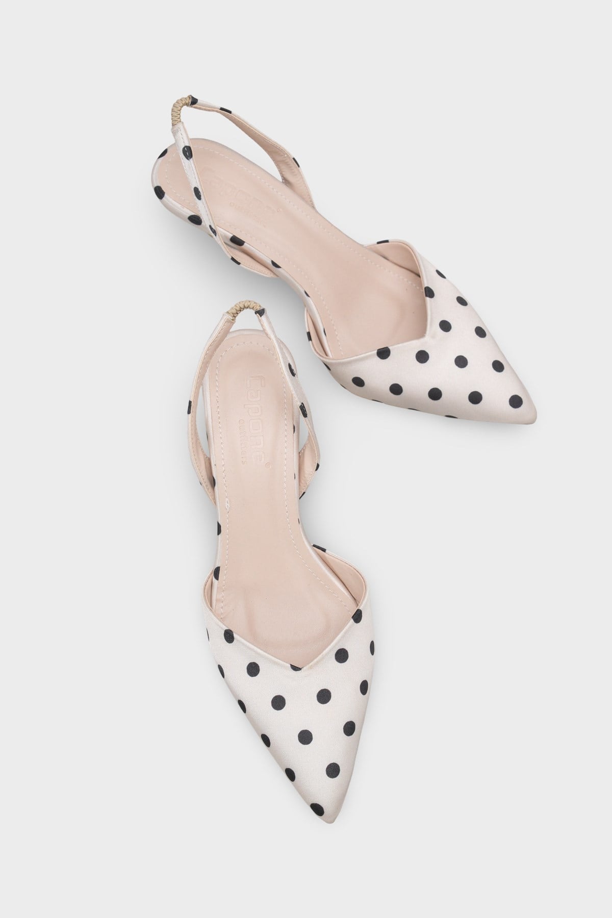 Capone Esmerelda Pointed Toe Slingback Mid Heel Women Beige Shoe