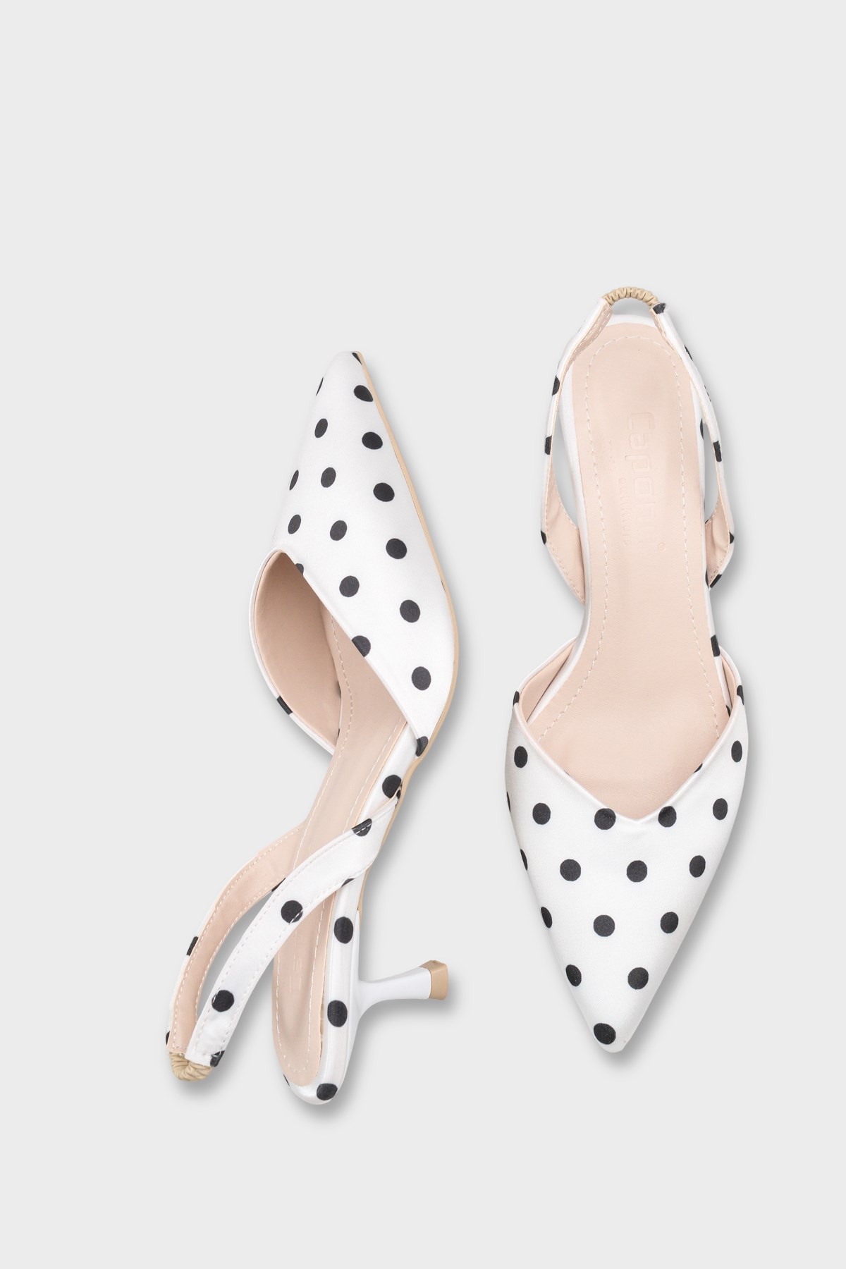 Capone Esmerelda Pointed Toe Slingback Mid Heel Women White Shoe
