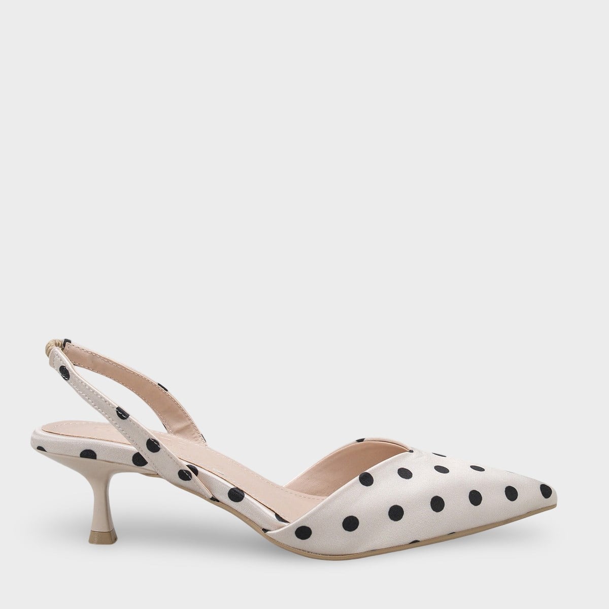 Capone Esmerelda Pointed Toe Slingback Mid Heel Women Beige Shoe