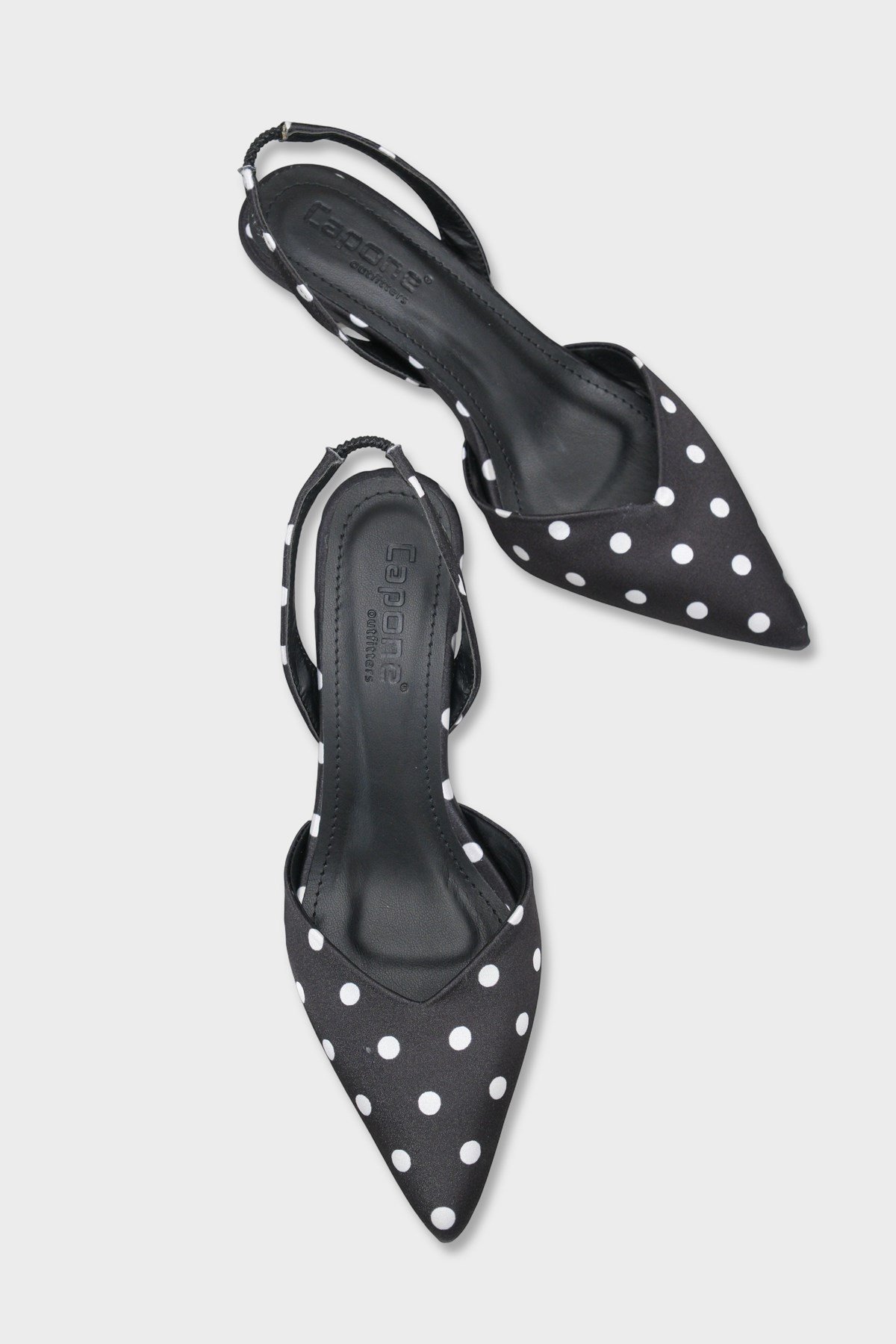 Capone Esmerelda Pointed Toe Slingback Mid Heel Women Black Shoe
