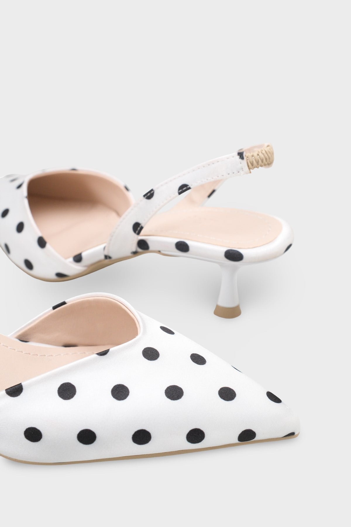 Capone Esmerelda Pointed Toe Slingback Mid Heel Women White Shoe