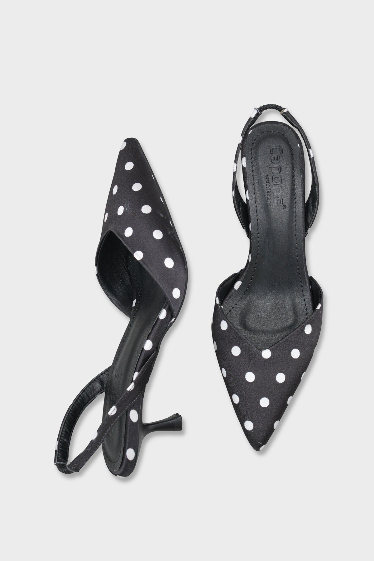 Capone Esmerelda Pointed Toe Slingback Mid Heel Women Black Shoe