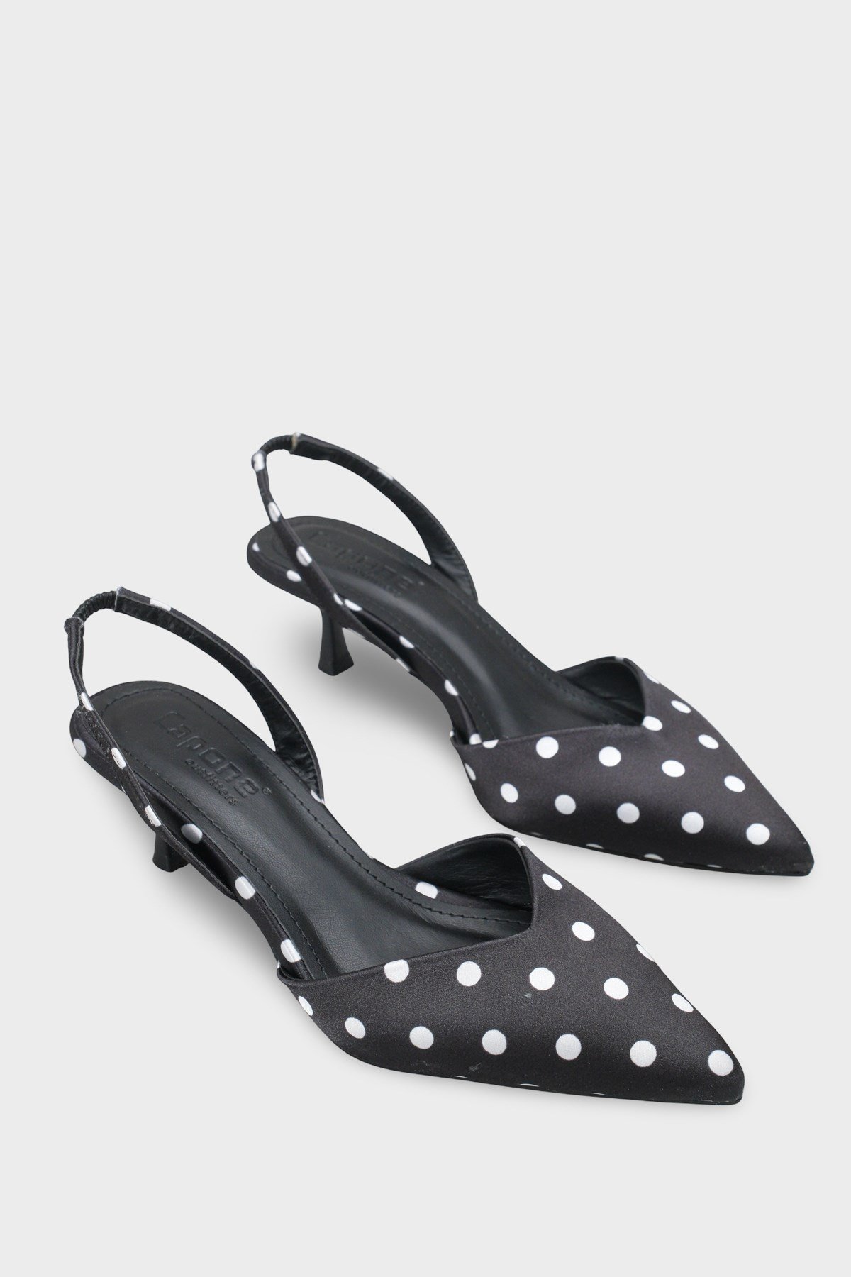 Capone Esmerelda Pointed Toe Slingback Mid Heel Women Black Shoe