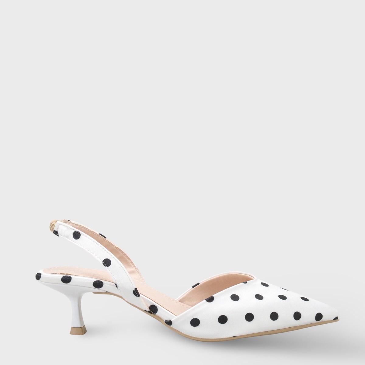 Capone Esmerelda Pointed Toe Slingback Mid Heel Women White Shoe