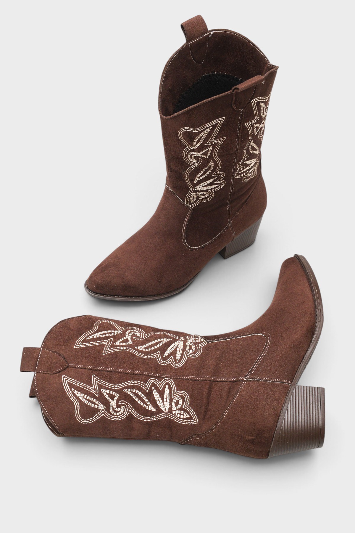 Capone Estrella Embroidered Women Sued Brown Cowboy Boot