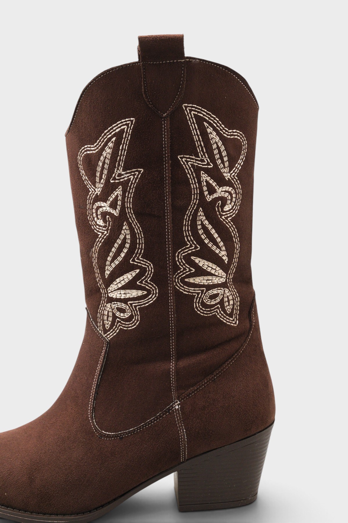 Capone Estrella Embroidered Women Sued Brown Cowboy Boot