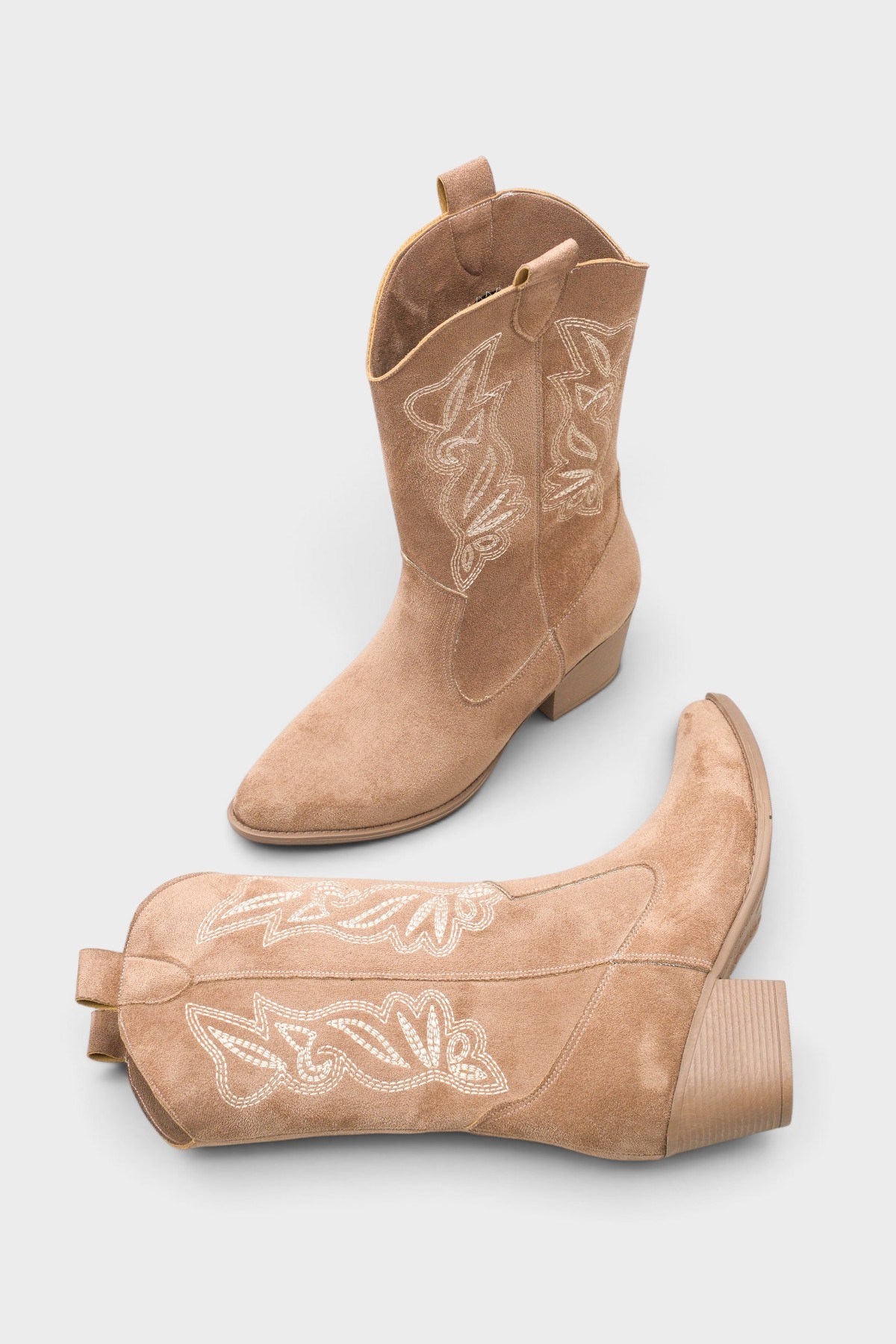 Capone Estrella Embroidered Women Sued Mink Cowboy Boot