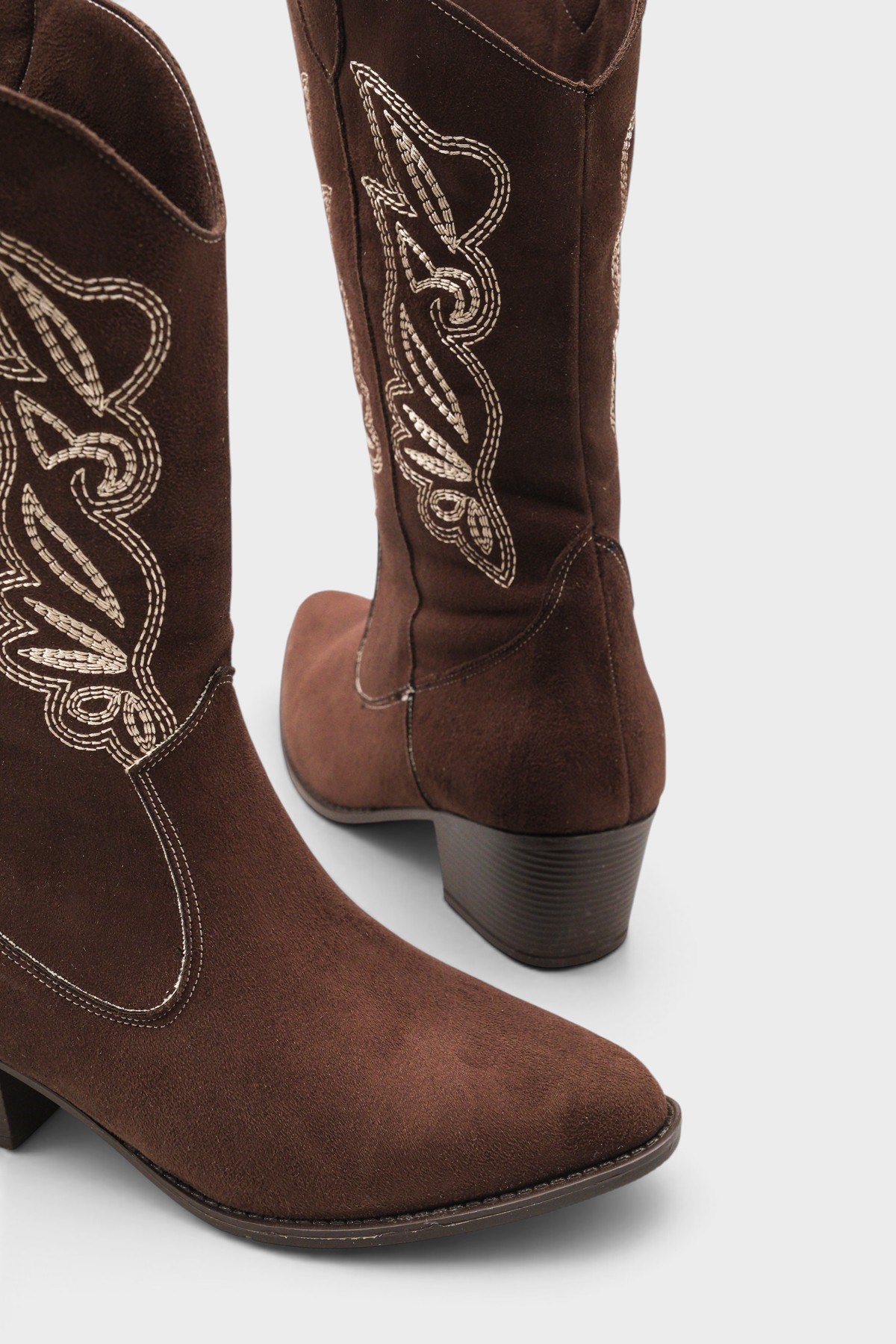 Capone Estrella Embroidered Women Sued Brown Cowboy Boot