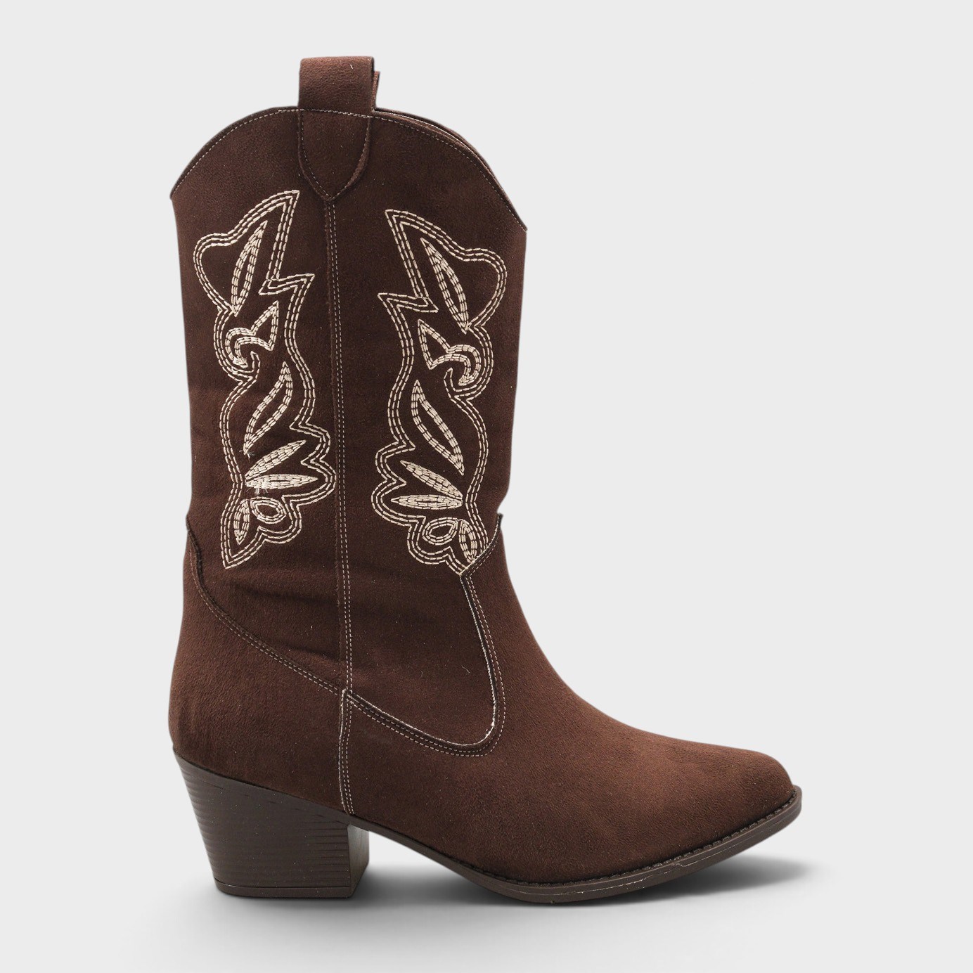 Capone Estrella Embroidered Women Sued Brown Cowboy Boot