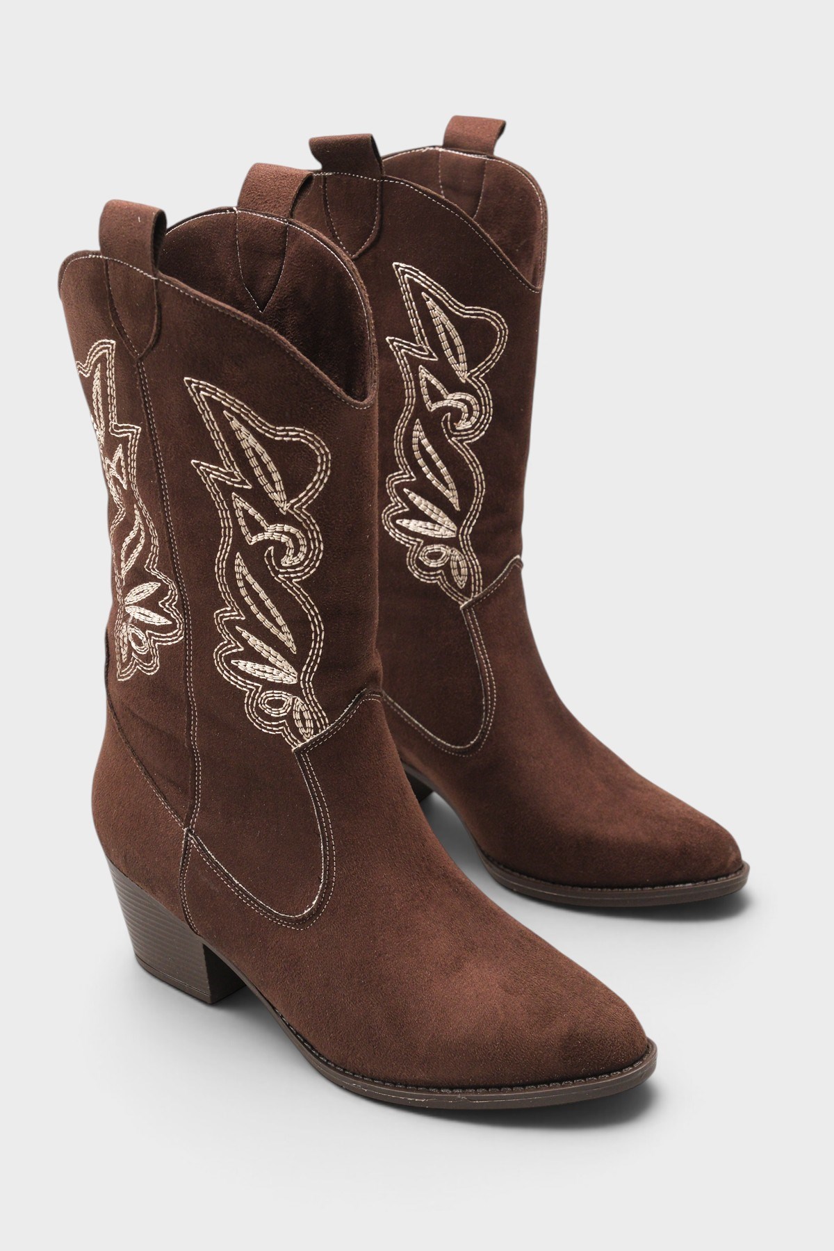 Capone Estrella Embroidered Women Sued Brown Cowboy Boot