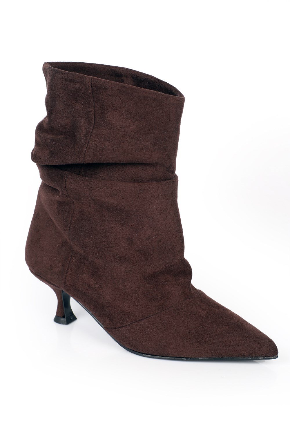Capone Evelyn Pointed Toe Suede Look Women Sued Brown Ankle Boot