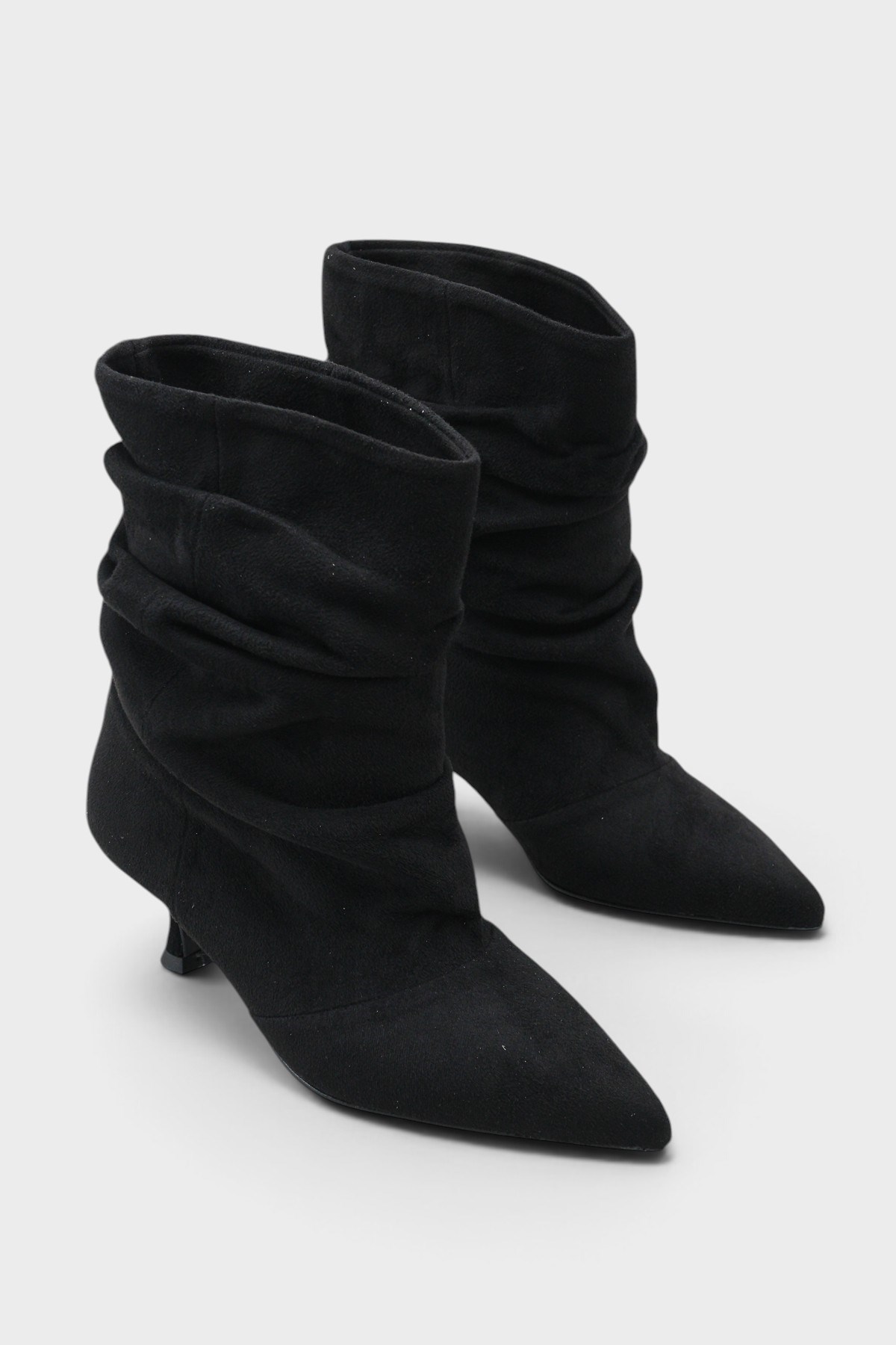 Capone Evelyn Pointed Toe Suede Look Women Sued Black Ankle Boot