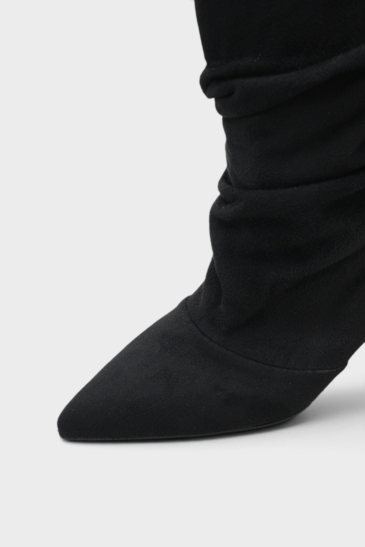 Capone Evelyn Pointed Toe Suede Look Women Sued Black Ankle Boot