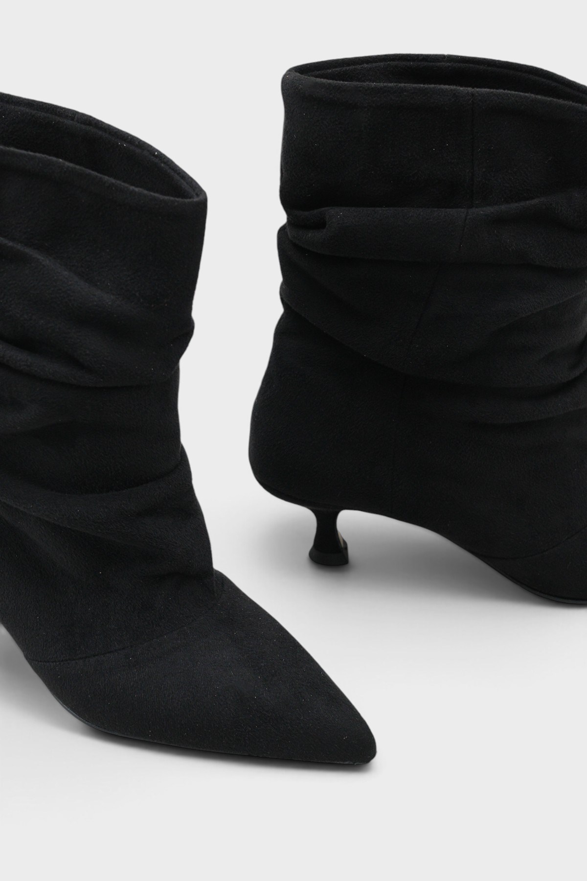 Capone Evelyn Pointed Toe Suede Look Women Sued Black Ankle Boot