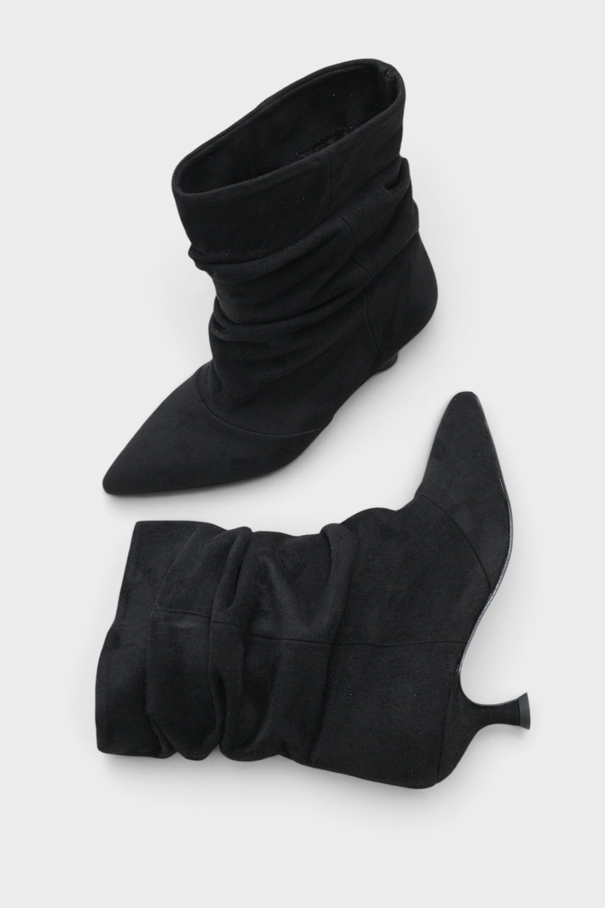 Capone Evelyn Pointed Toe Suede Look Women Sued Black Ankle Boot