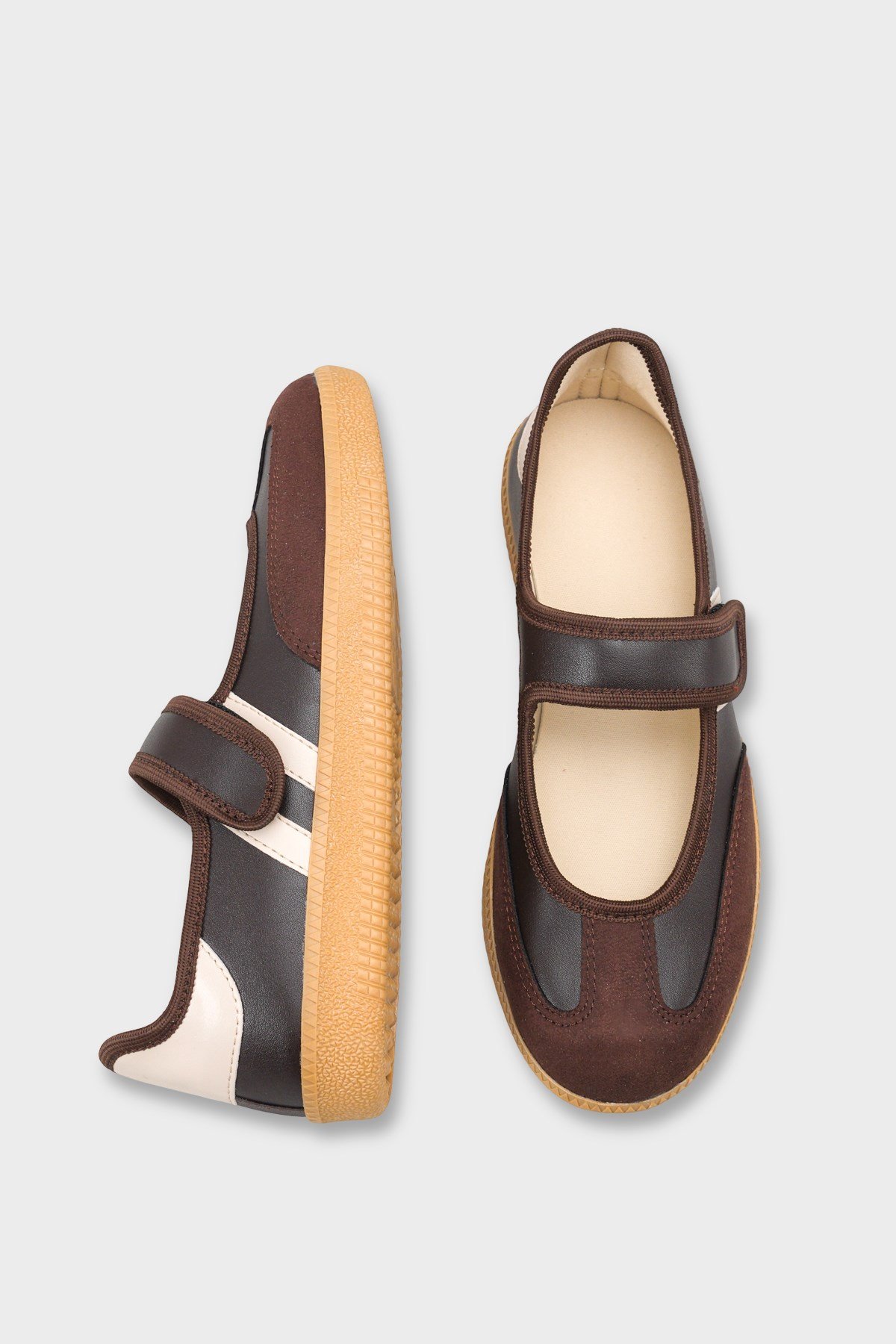Capone Fianna Adjustable Strap Women Brown Beige Ballet Flat