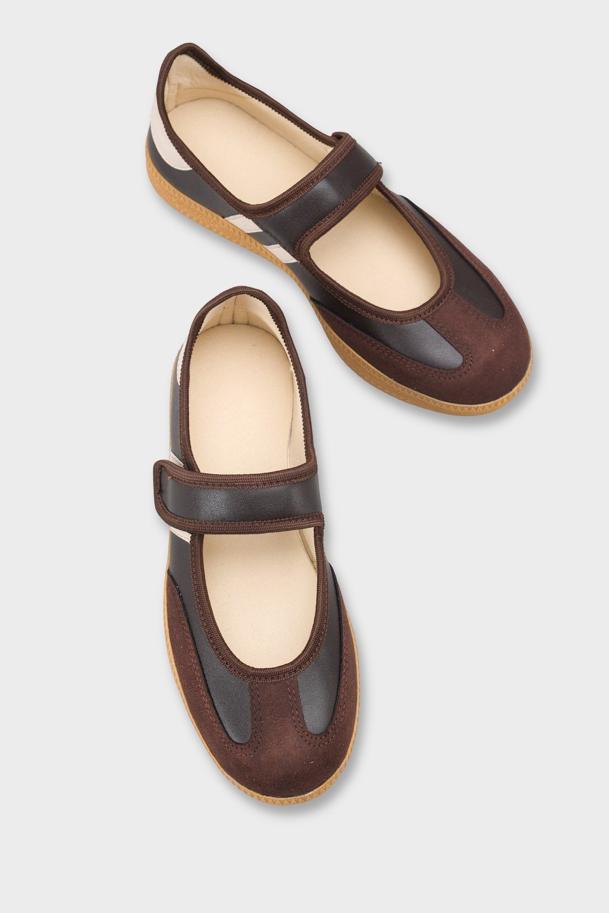 Capone Fianna Adjustable Strap Women Brown Beige Ballet Flat