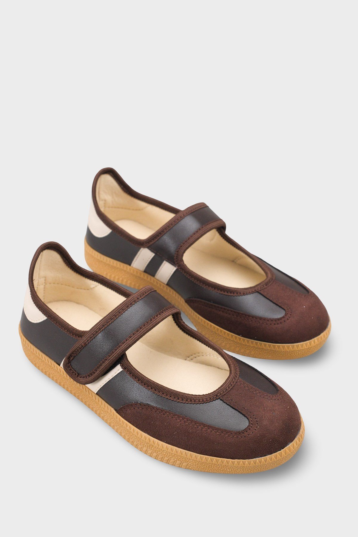 Capone Fianna Adjustable Strap Women Brown Beige Ballet Flat