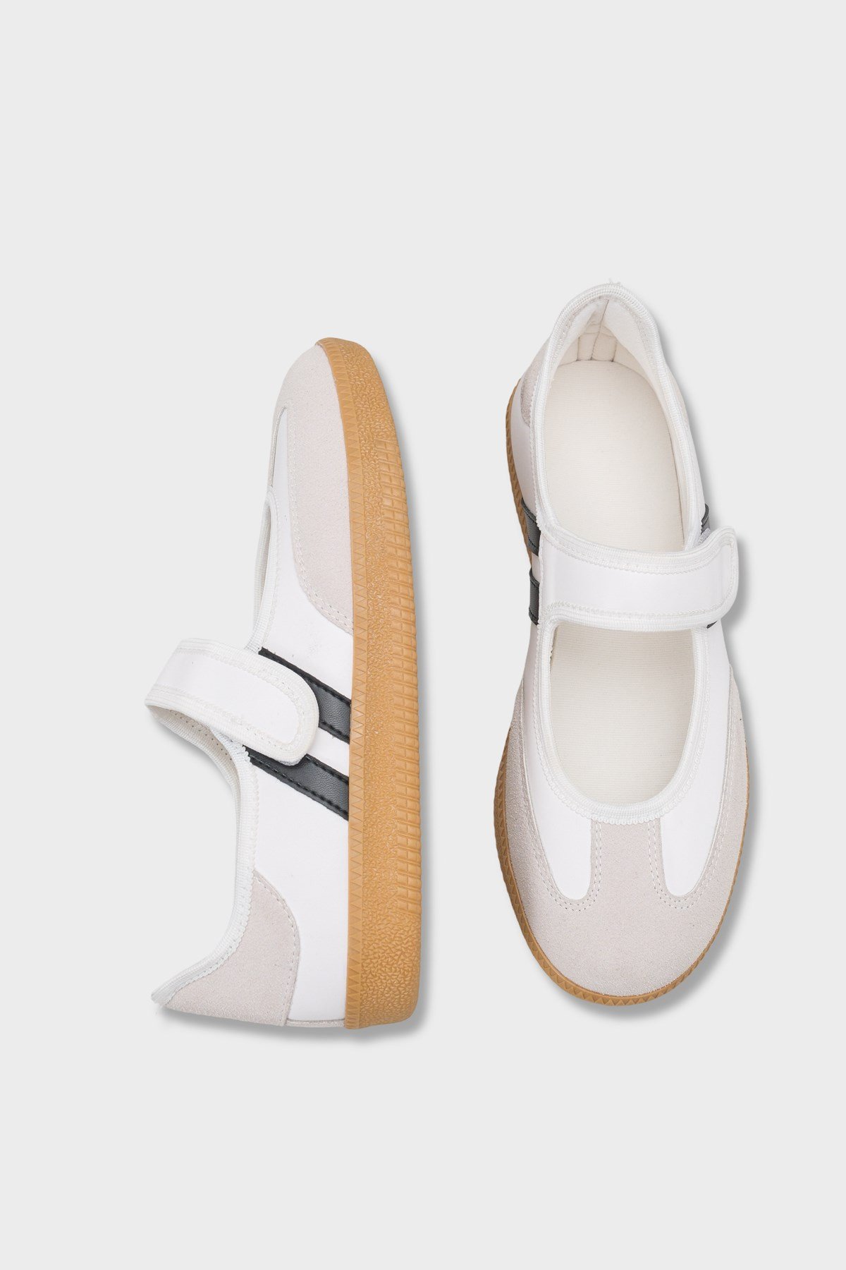 Capone Fianna Adjustable Strap Women White Black Ballet Flat