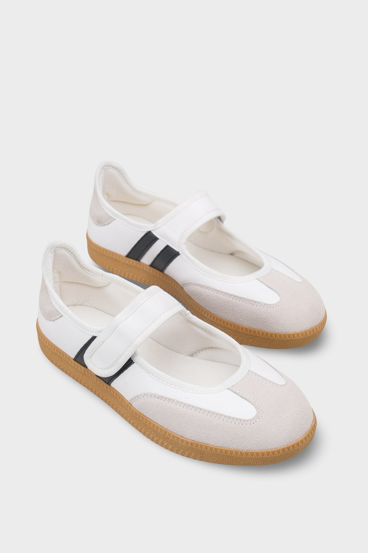 Capone Fianna Adjustable Strap Women White Black Ballet Flat