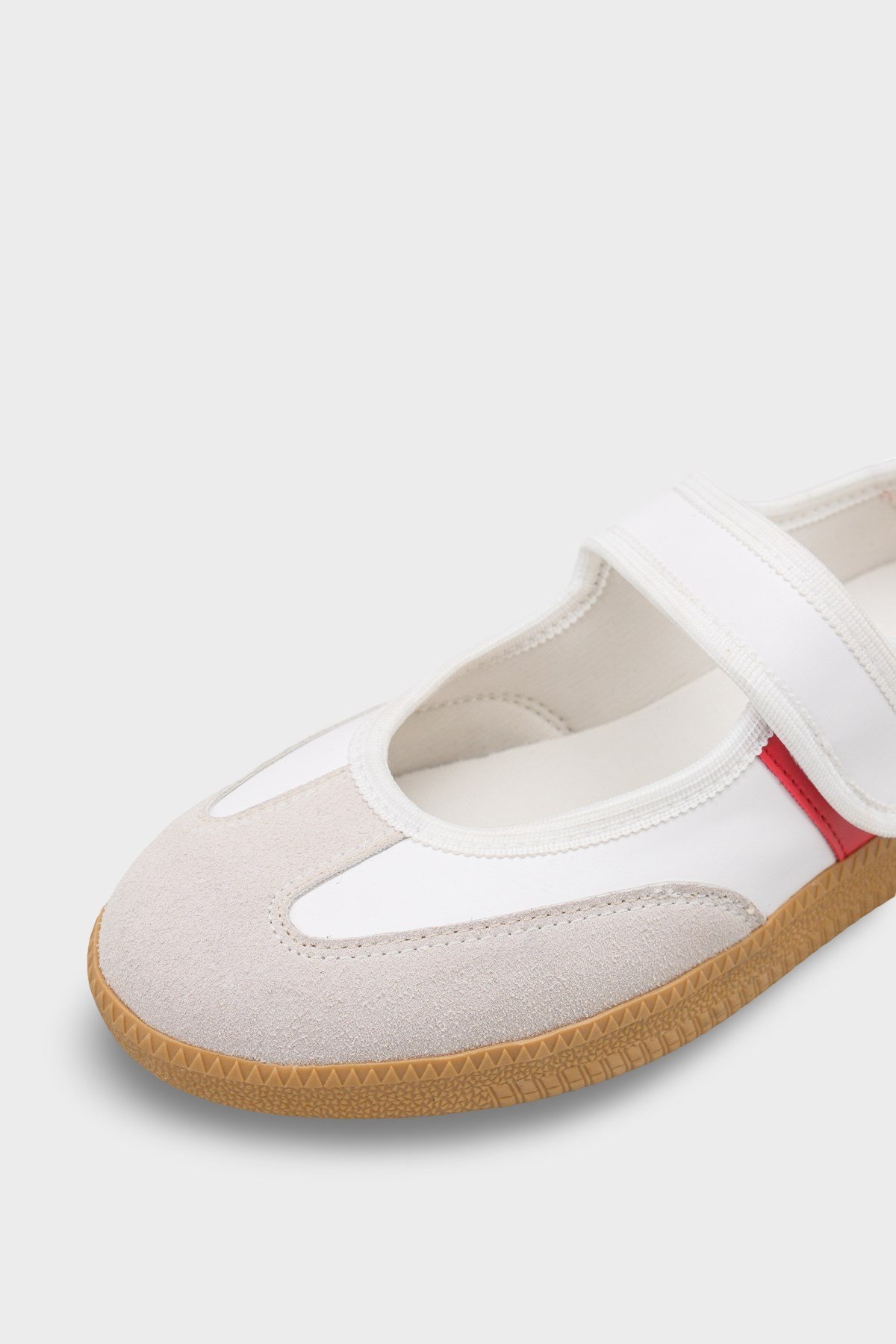 Capone Fianna Adjustable Strap Women White Red Ballet Flat
