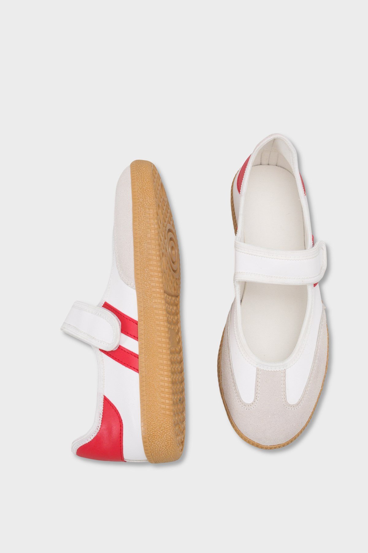 Capone Fianna Adjustable Strap Women White Red Ballet Flat