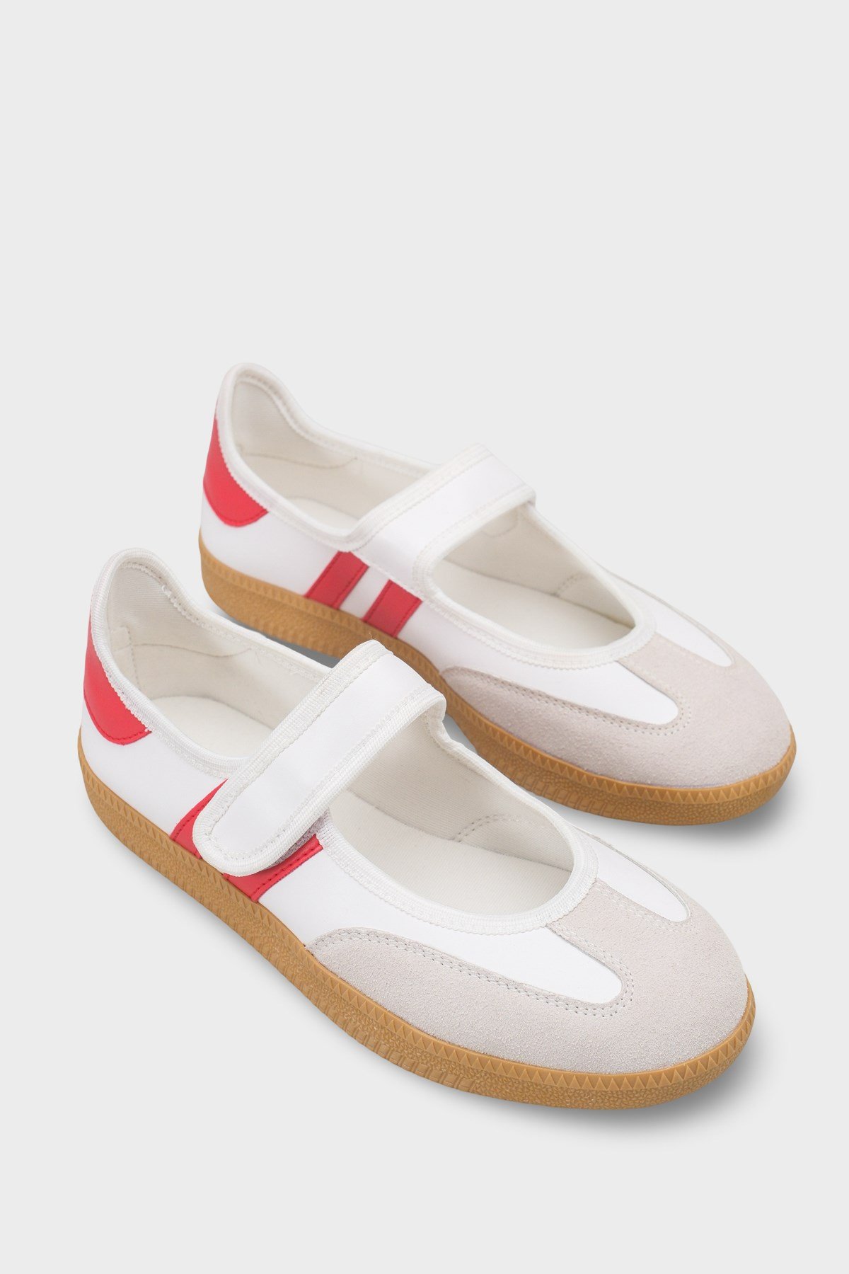 Capone Fianna Adjustable Strap Women White Red Ballet Flat