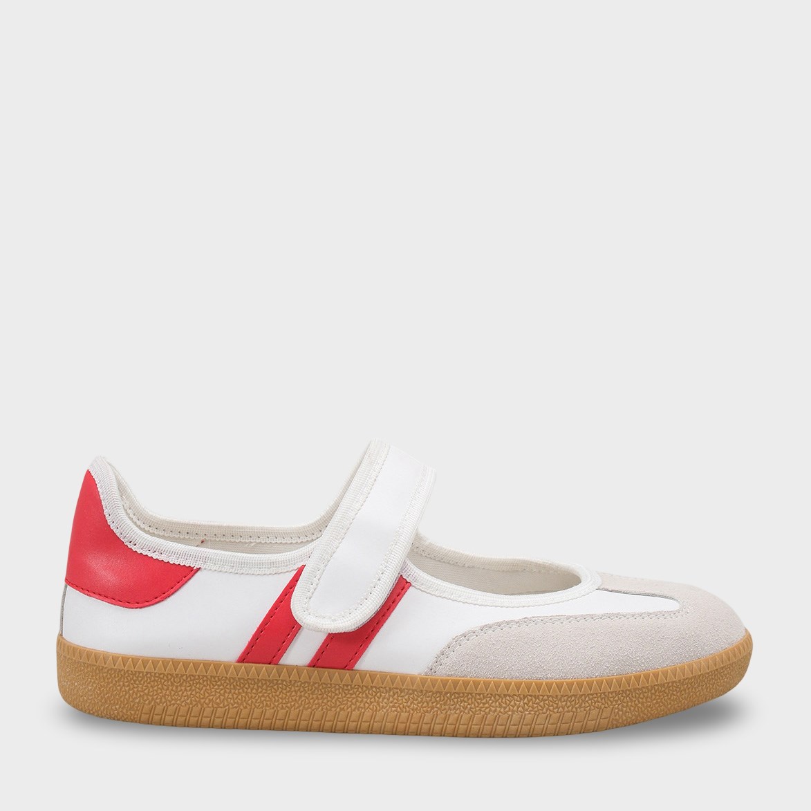 Capone Fianna Adjustable Strap Women White Red Ballet Flat